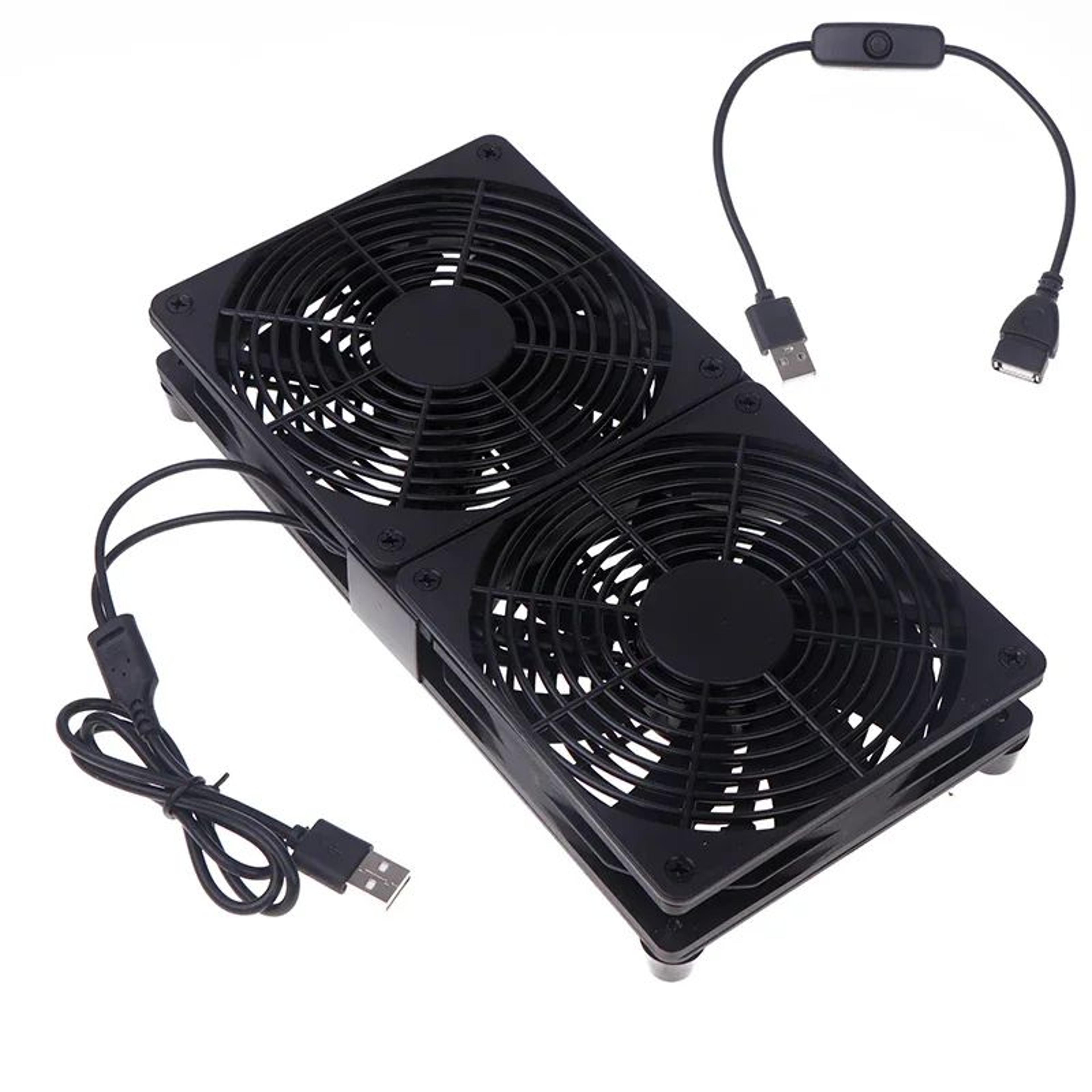 silent 120mm usb router cooling fan with adjustable speed controller – quiet modem & tv box cooler