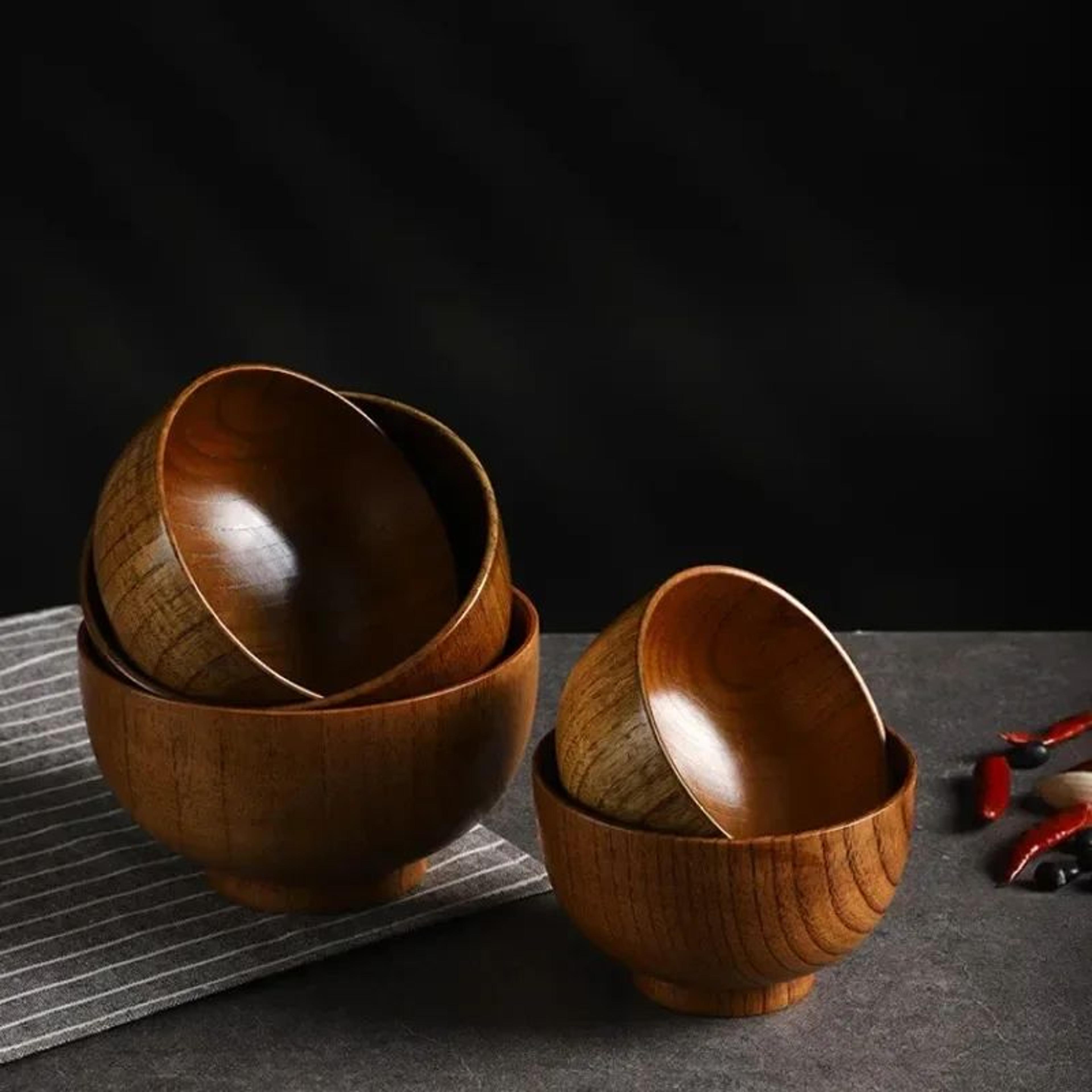 Japanese Jujube Wood Bowl  Minimalist Japanese Wooden Bowl For Soup Rice  Kids HeatResistant Lightw 2
