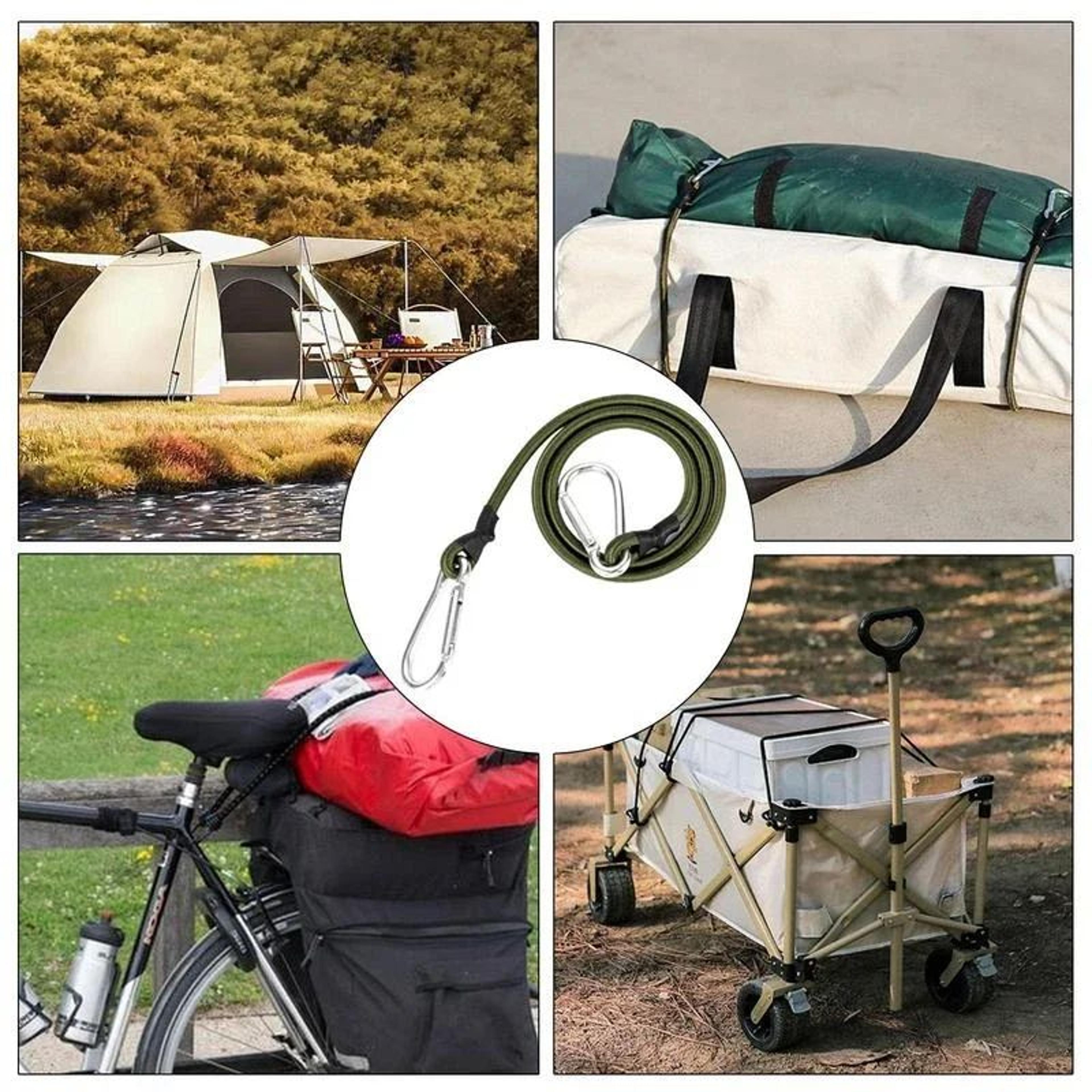 Heavy Duty Carabiner Bungee Cord TieDown Straps For Kayak Camping  Cargo 5