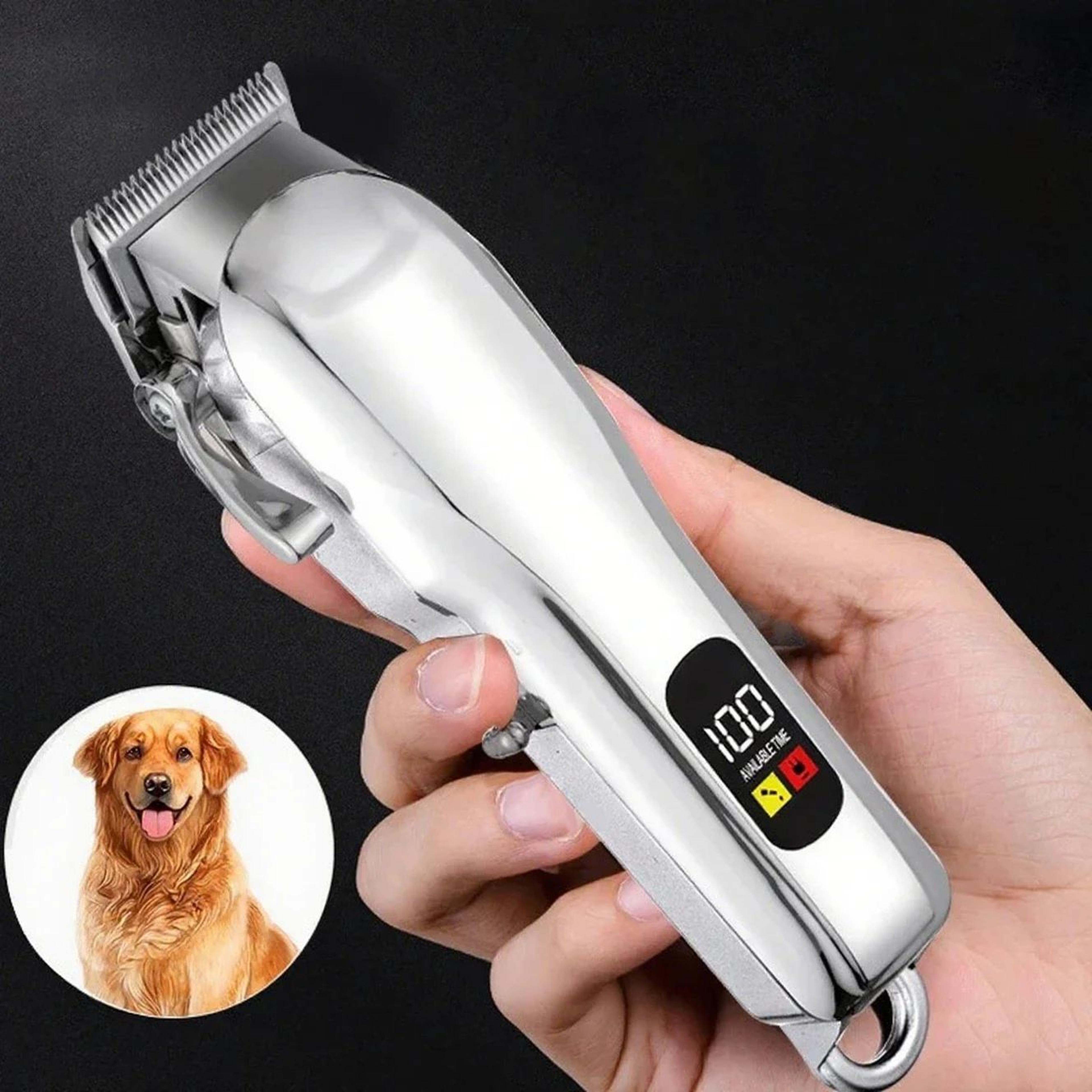 quietcut pro cordless dog grooming clipper kit – low-noise rechargeable pet hair trimmer with scissors