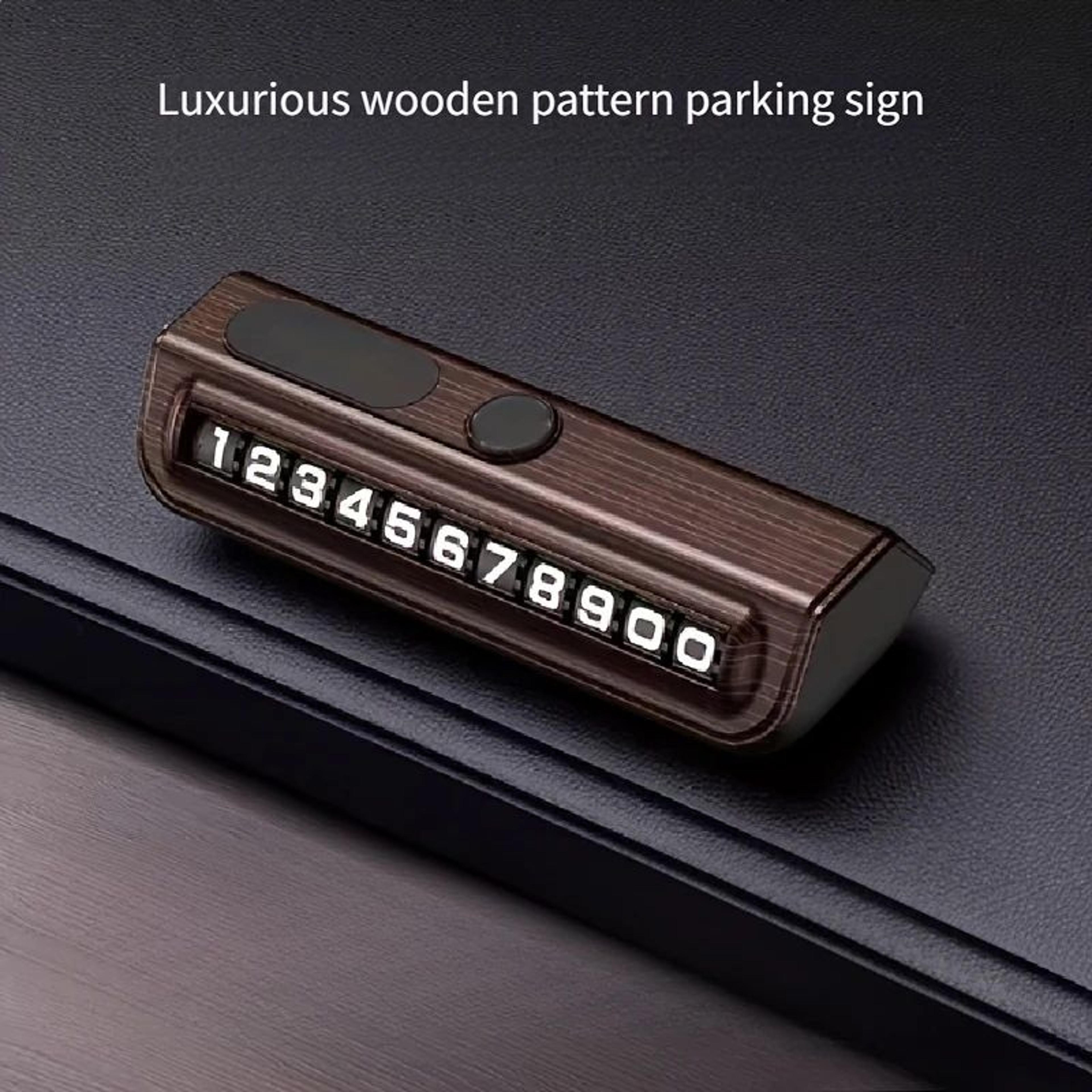 temporary parking number plate with hidden car phone number card, dashboard phone holder & emergency car safety hammer