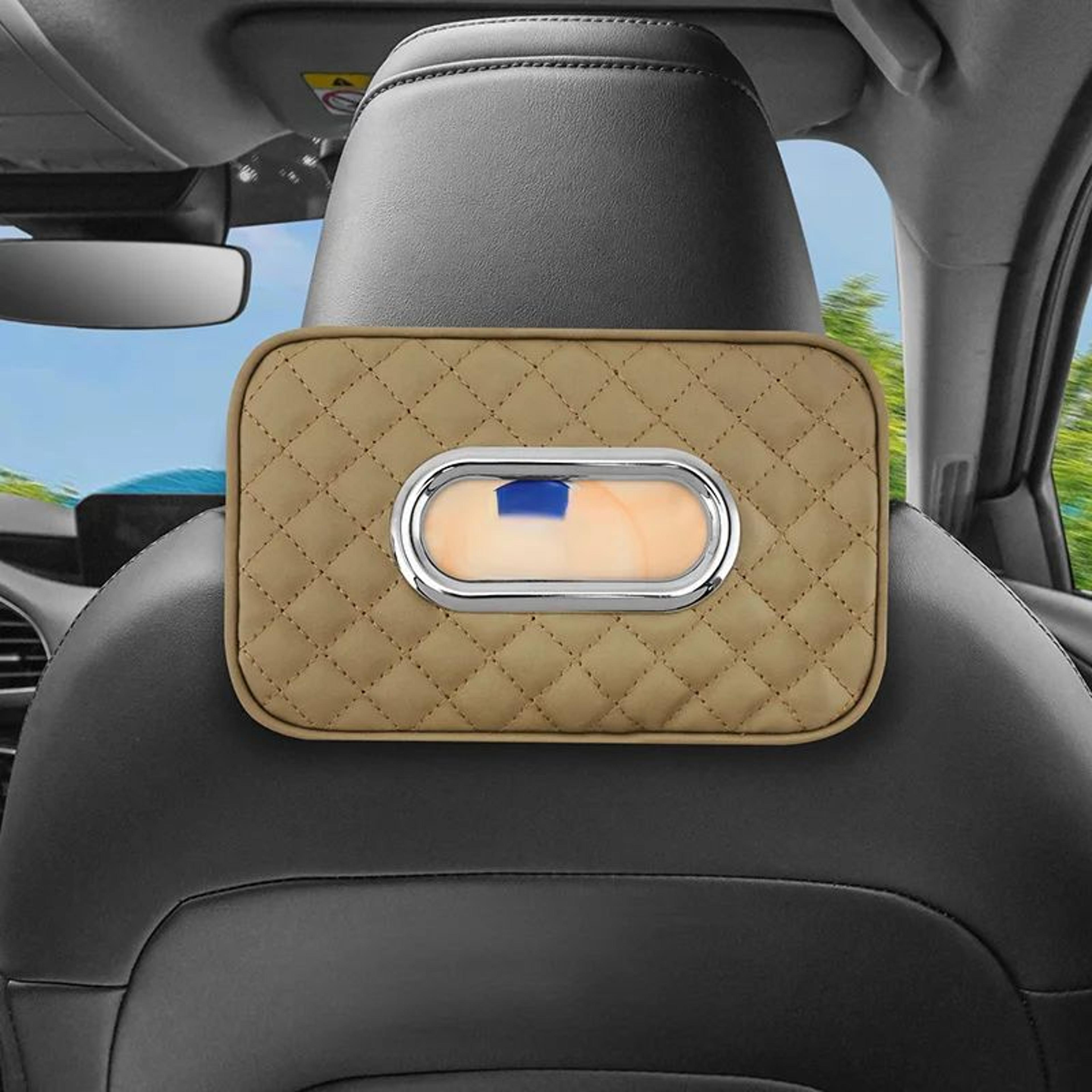 pu leather sun visor car tissue holder with adjustable straps – space-saving car tissue holder for a tidy interior