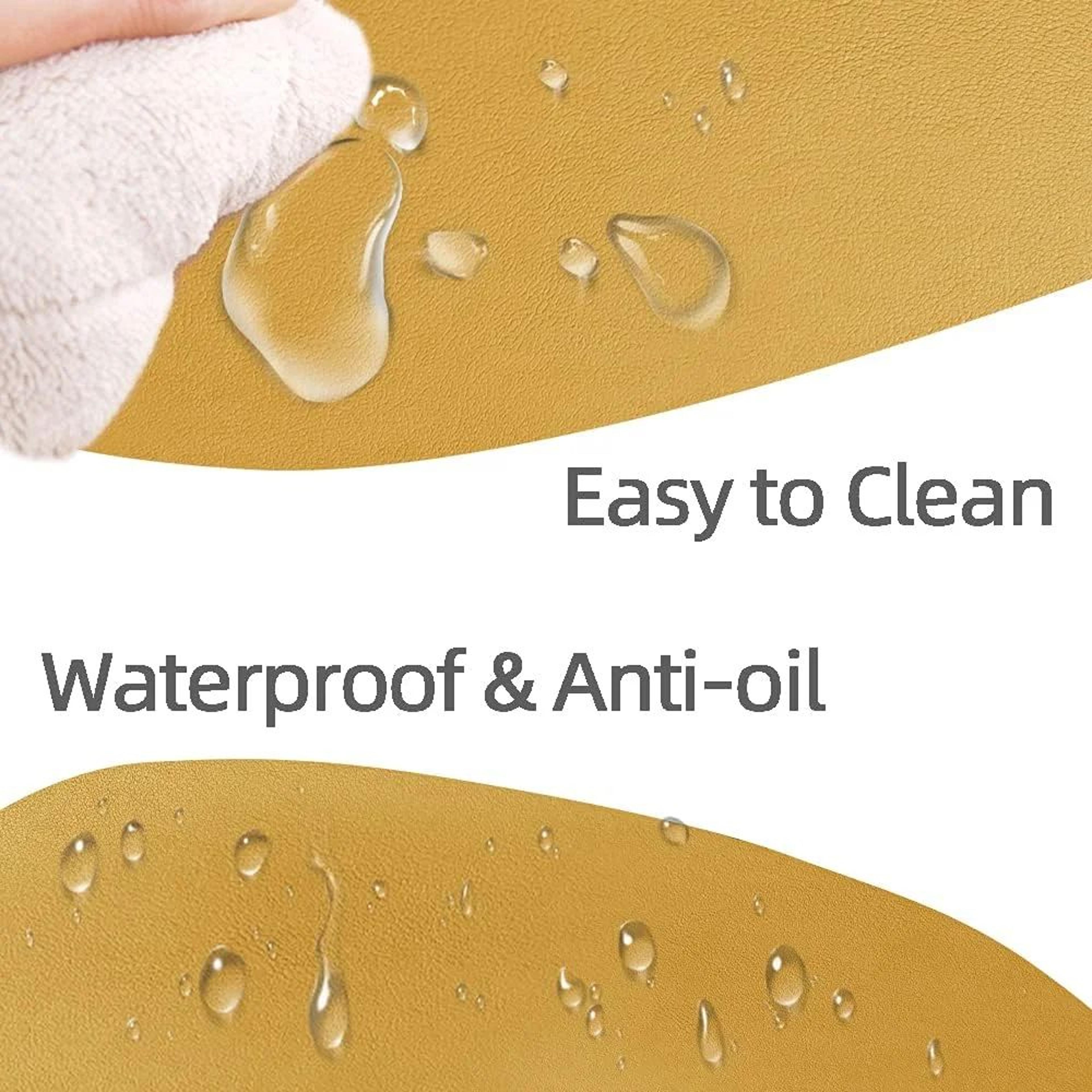 Waterproof Faux Leather Placemats Set  Wipeable Heat Resistant NonSlip Table Mats 4