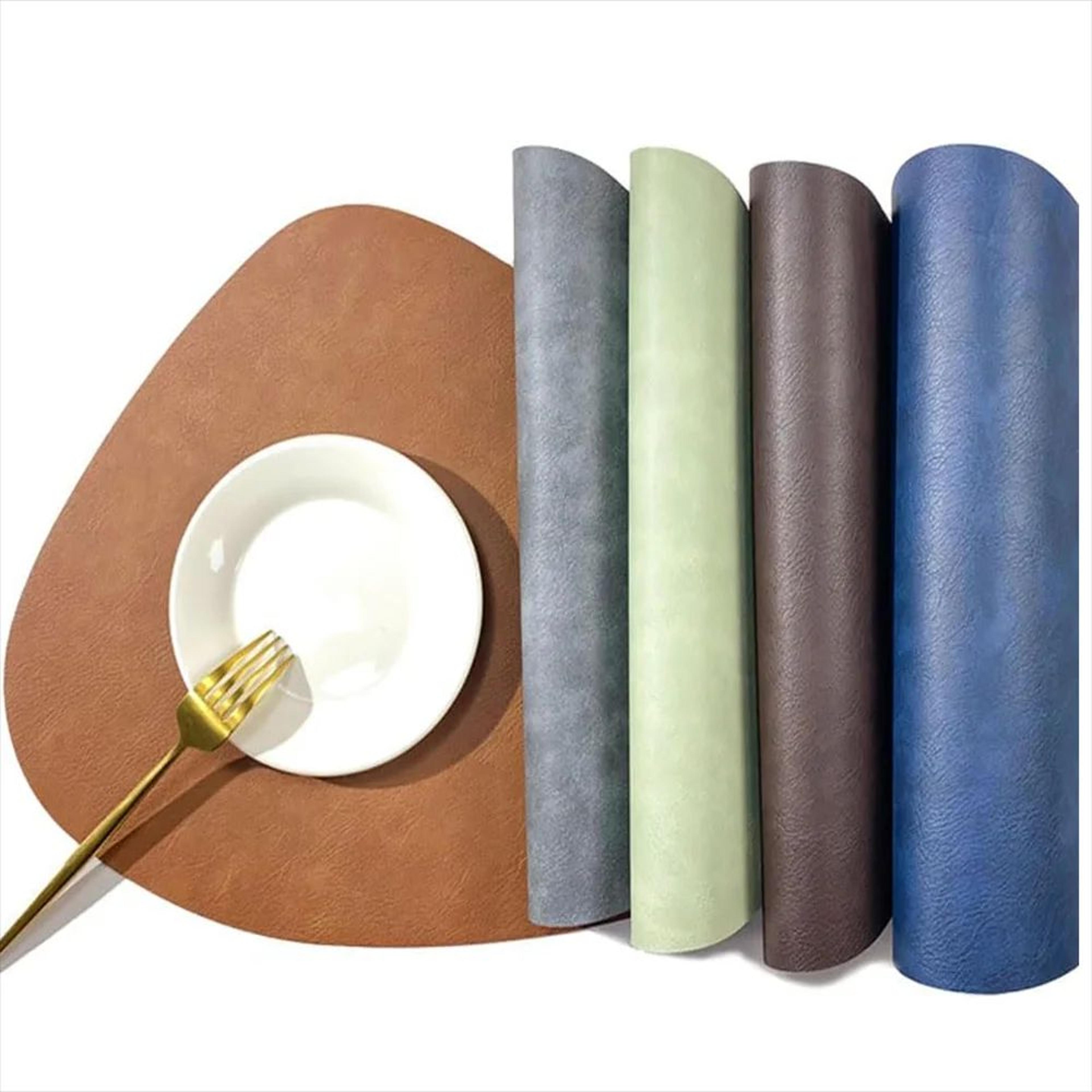 Waterproof Faux Leather Placemats Set  Wipeable Heat Resistant NonSlip Table Mats 5