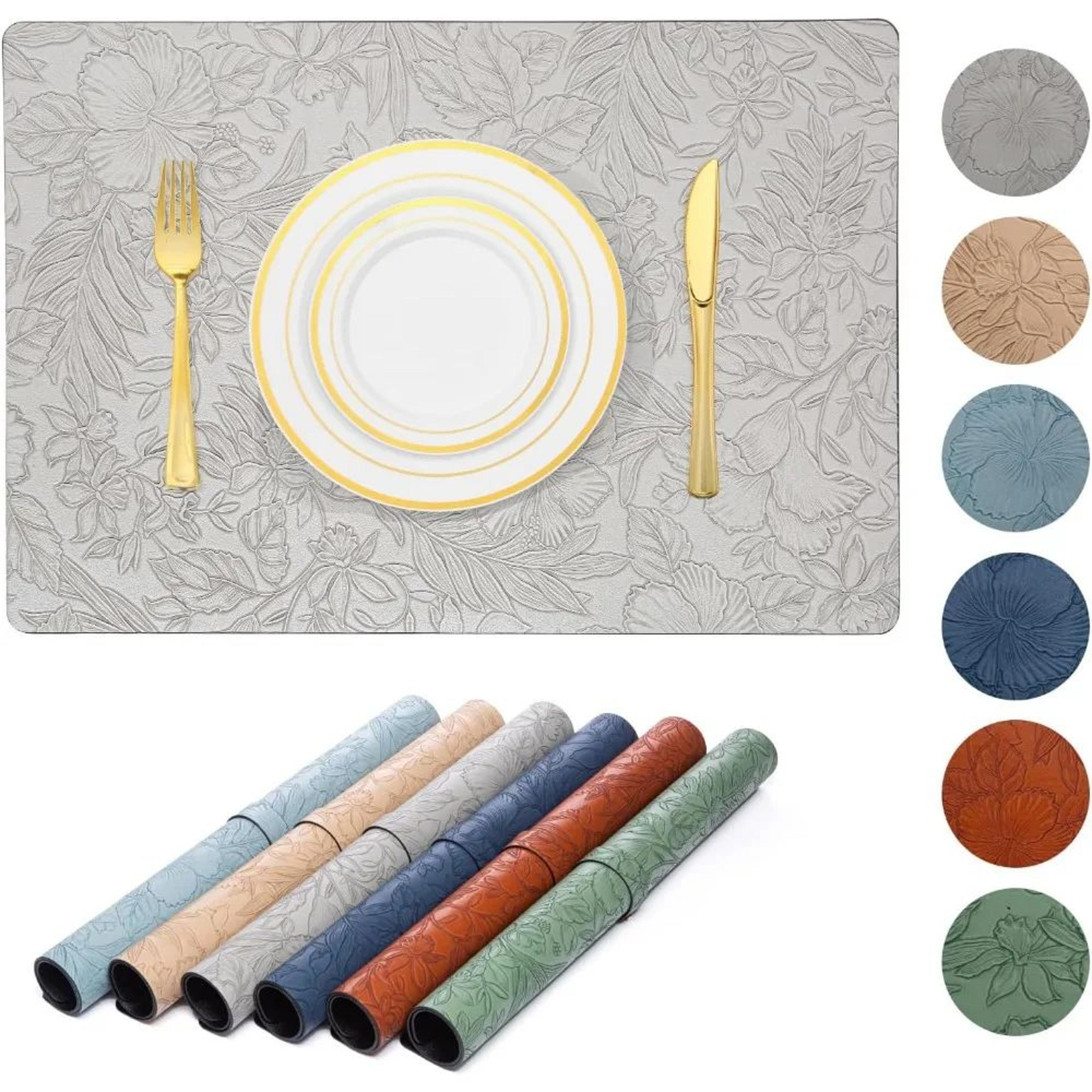 two-tone faux leather placemats – reversible, heat-resistant & wipe-clean table mats for modern dining