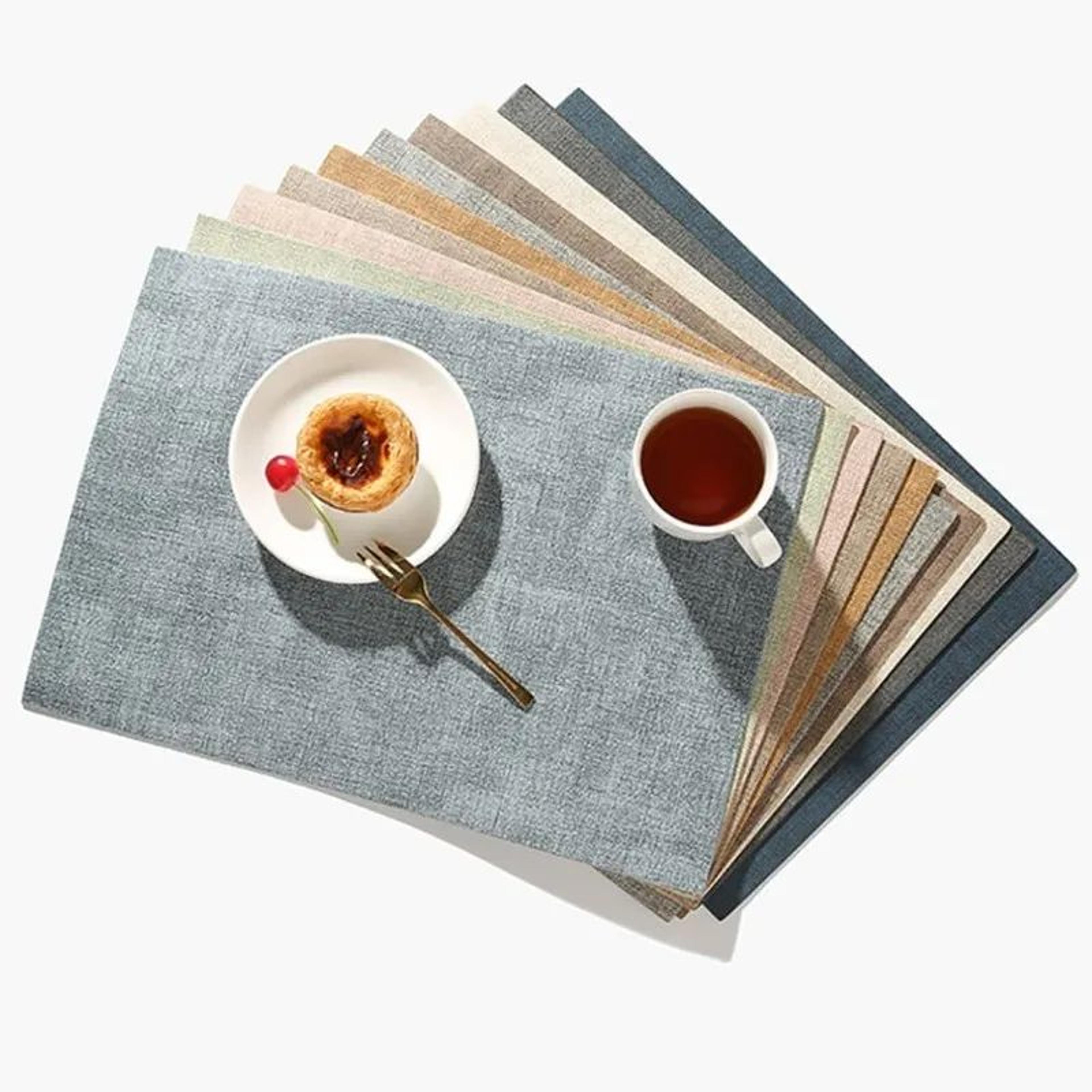 Faux Leather Placemats Set  Waterproof HeatResistant NonSlip Wipeable Table Mats 4