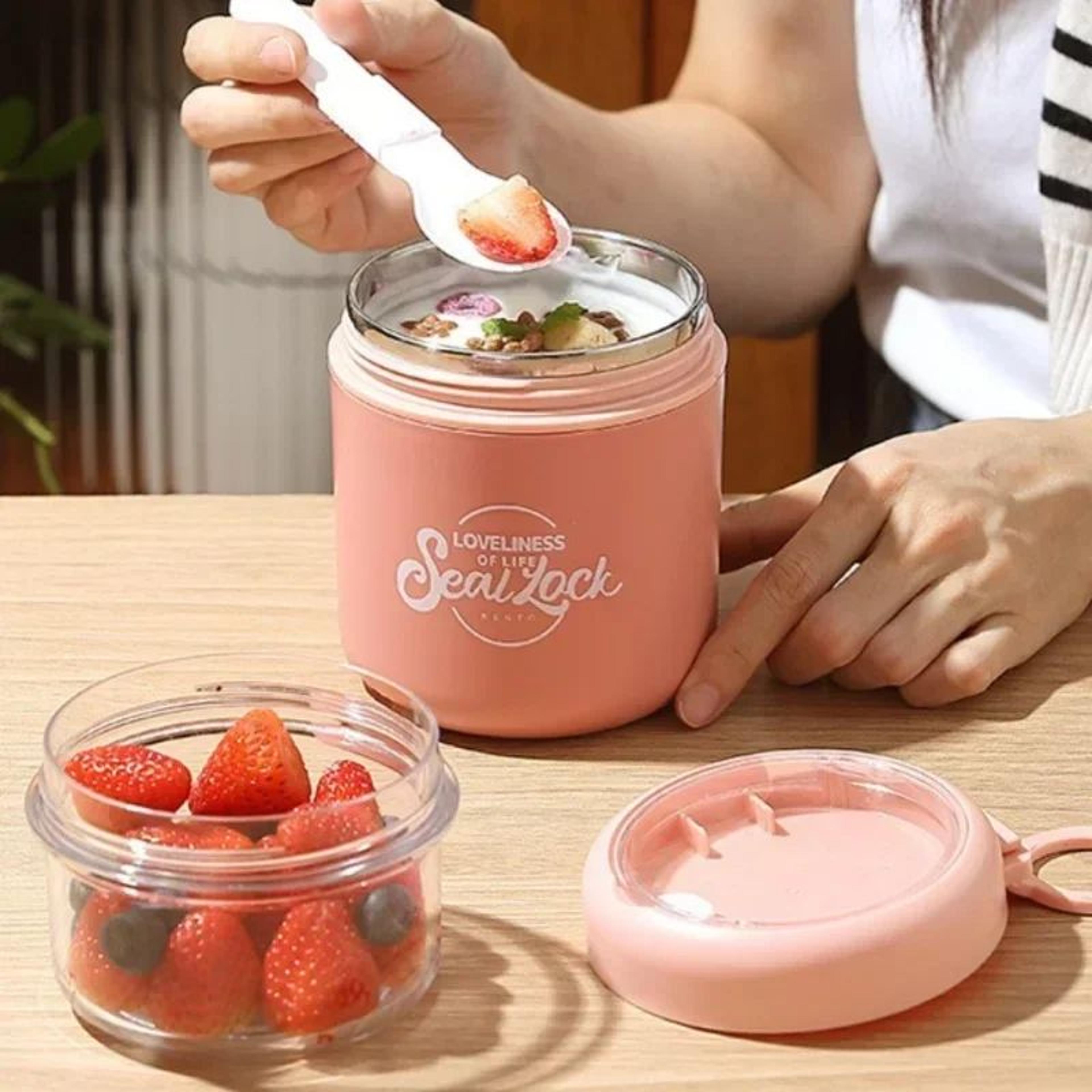 Stainless Steel Insulated Soup Thermos Cup With Spoon  Leakproof Oatmeal  Lunch Food Jar 2