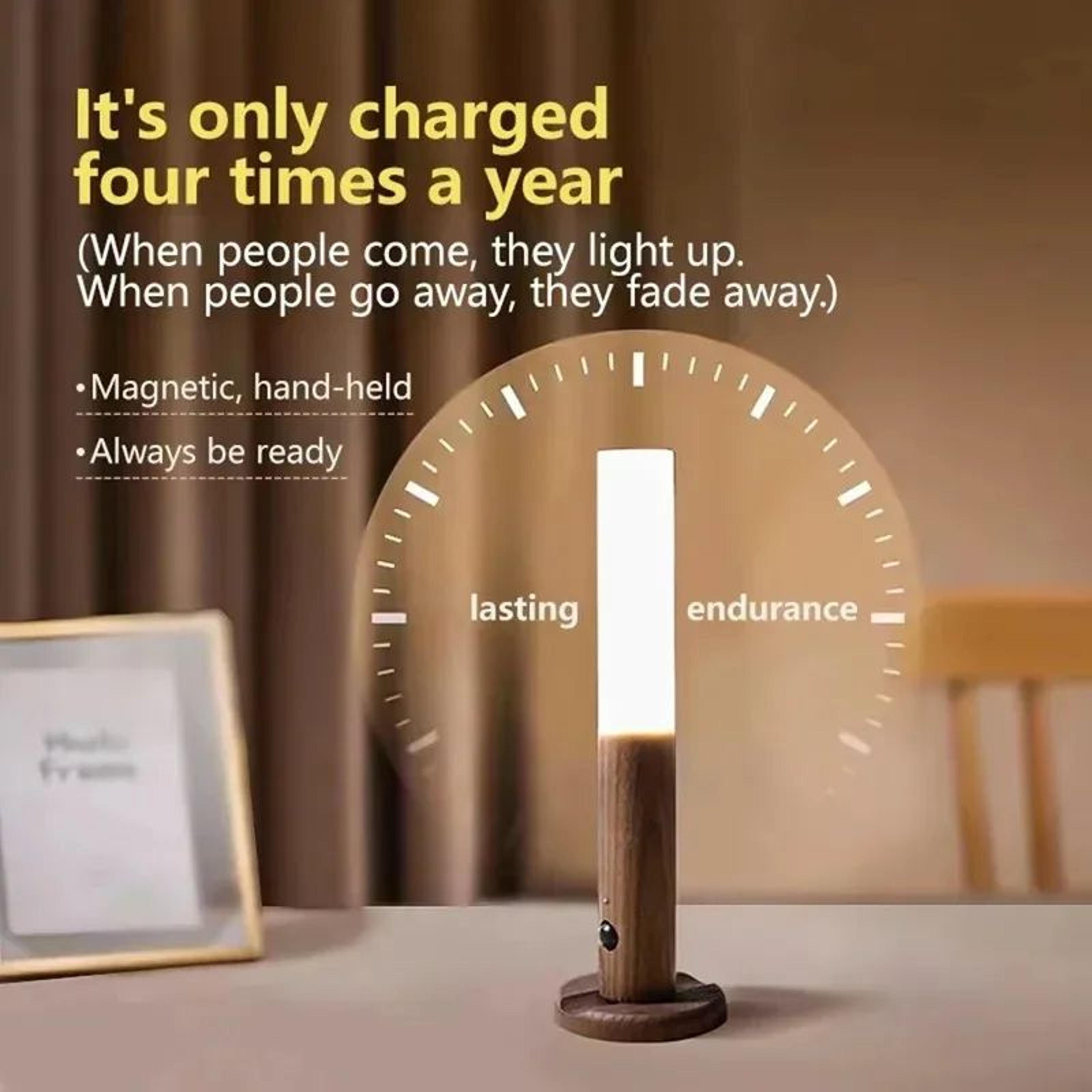 Wooden Motion Sensor Night Light USB Rechargeable Magnetic Wall Light For Stairs  Bedroom 3