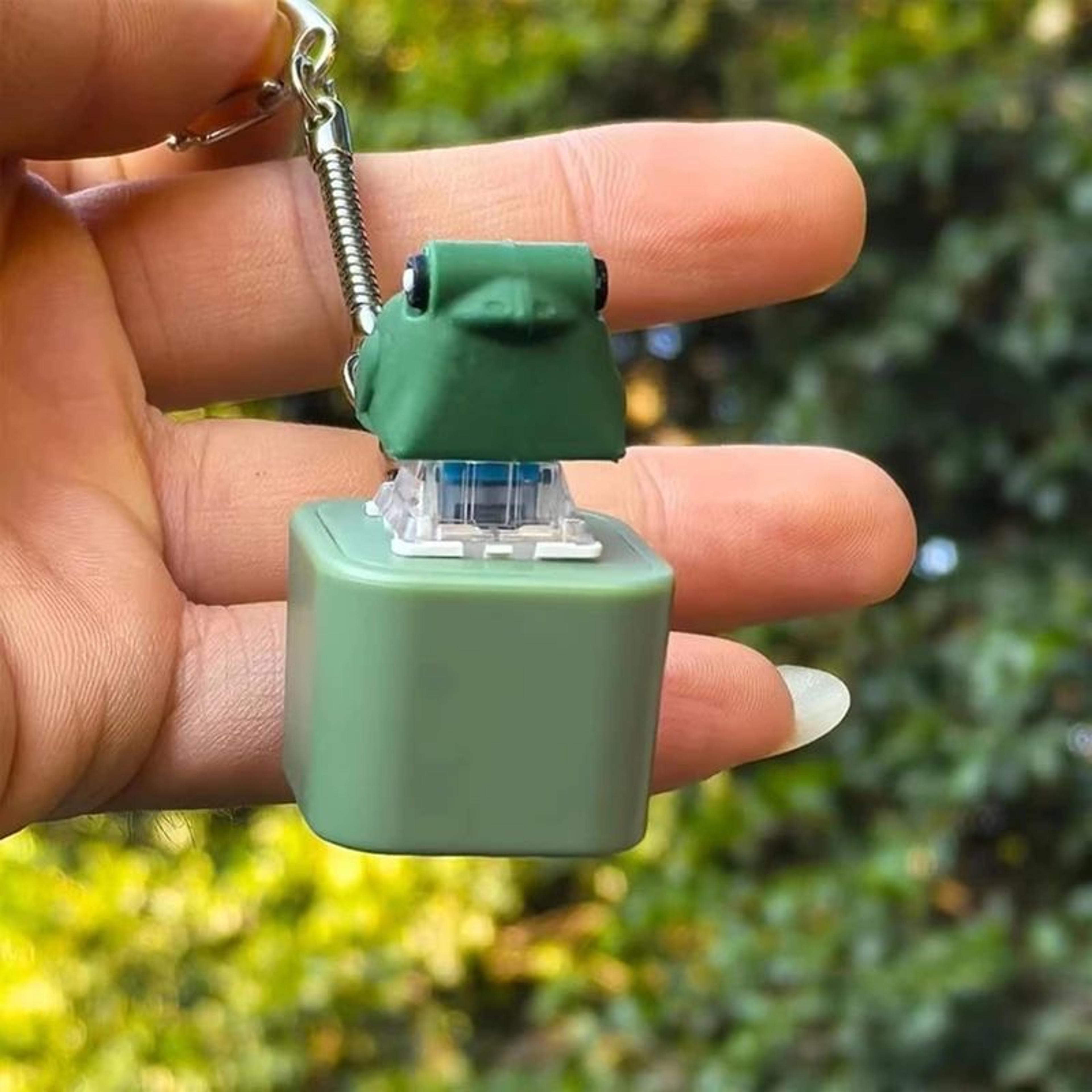 Rechargeable Croaking Frog Fidget Keychain With LED Lights Stress Relief Clicker Charm 1