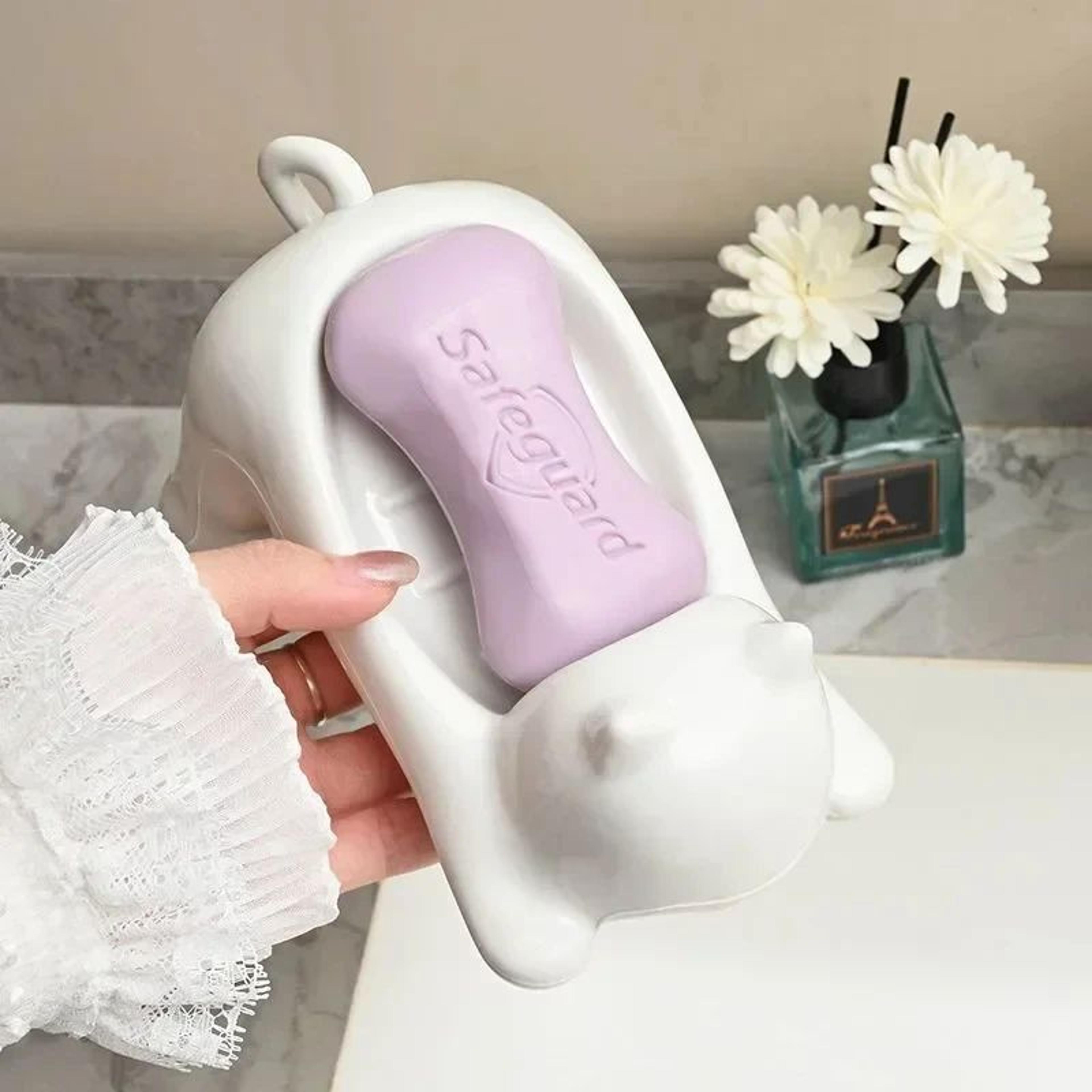 WhimsyDrain Cat  Turtle Selfdraining Soap Tray  Cute Plastic Soap Box For Bathroom  Kitchen 1