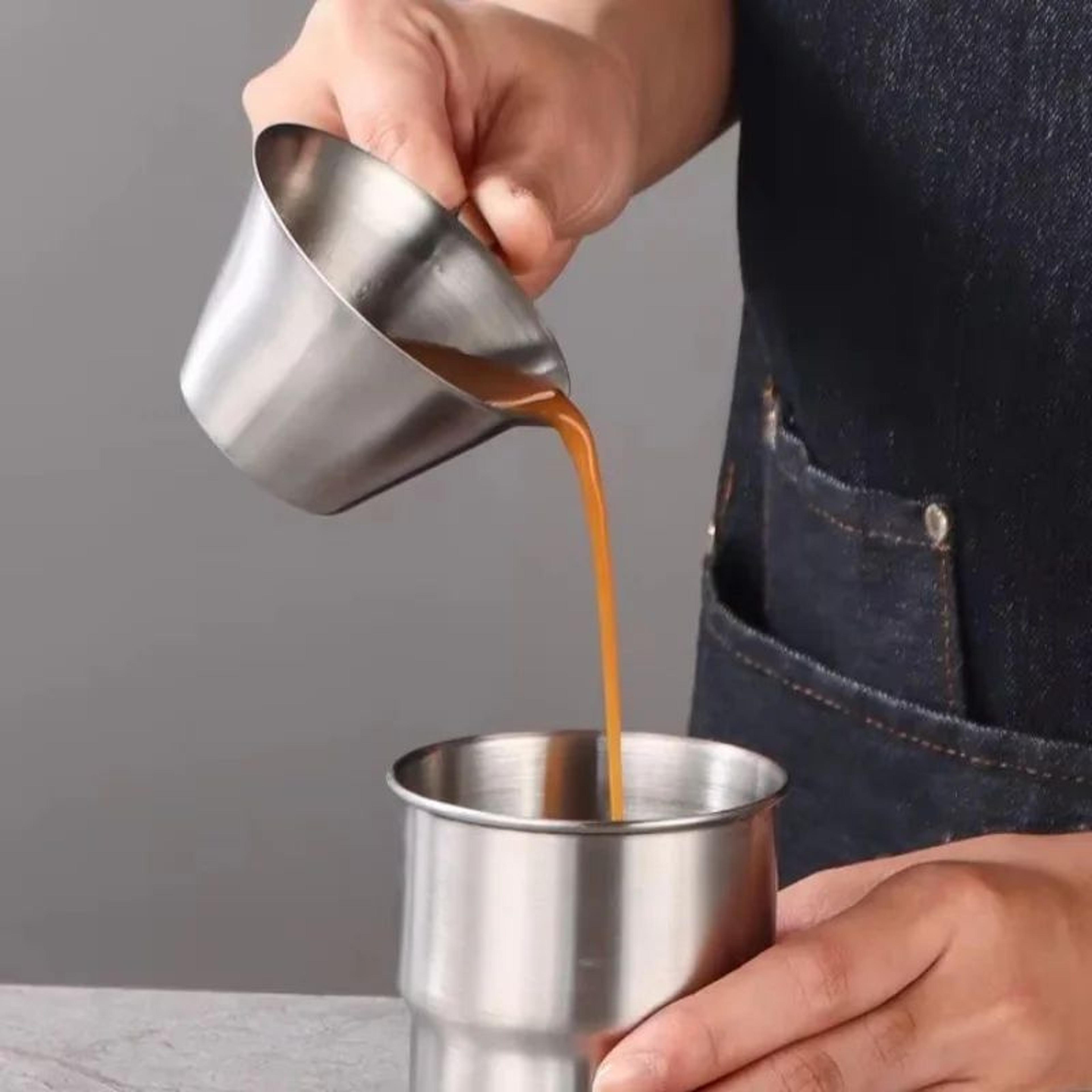 Stainless Steel Espresso Shot Measuring Cup 100ml With Dual Scale And Double Spouts 4