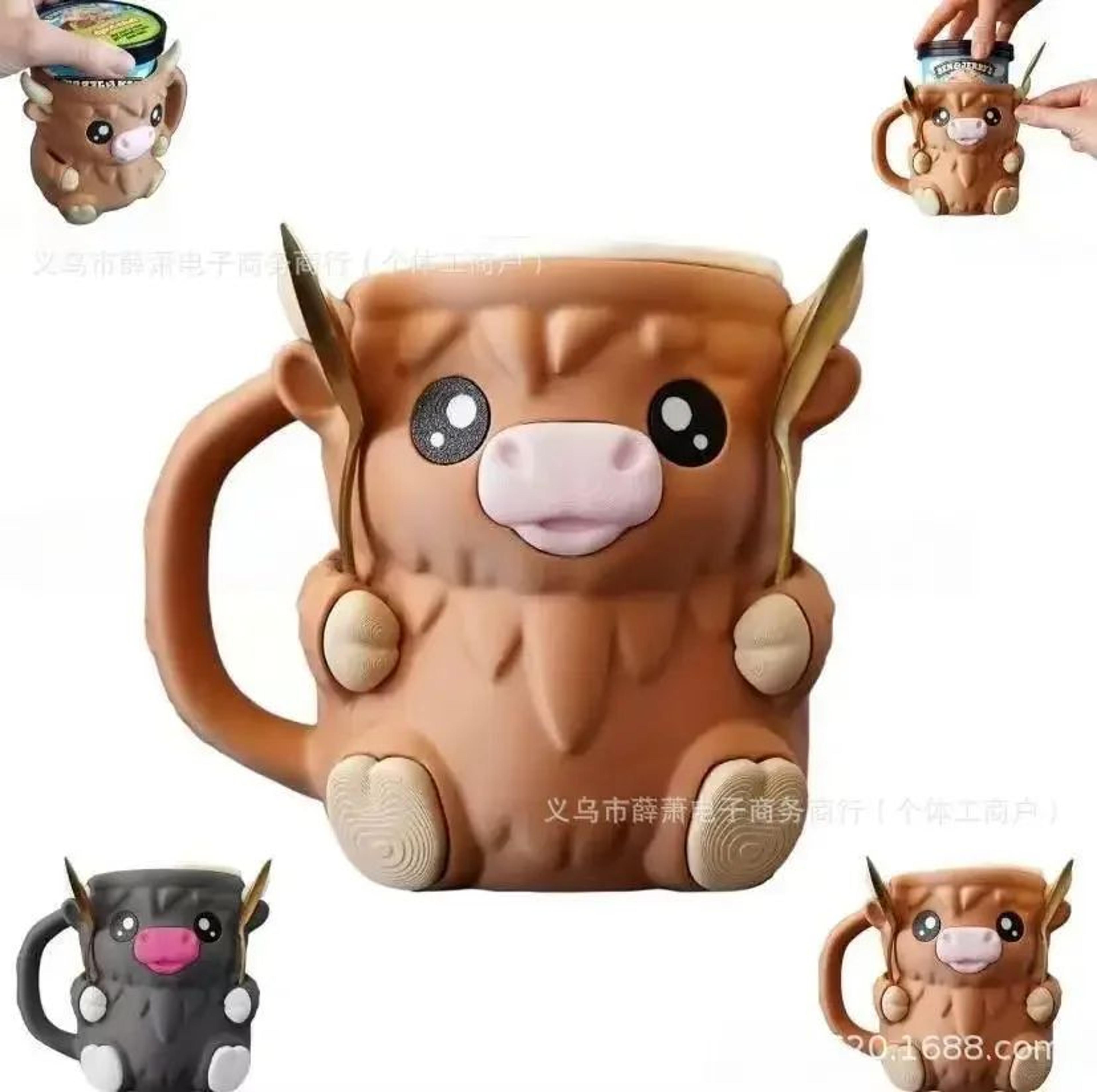 Scottish Highland Cow 3D Ceramic Coffee Mug  Cute Cartoon Kyloe Breakfast Cup Gift 6