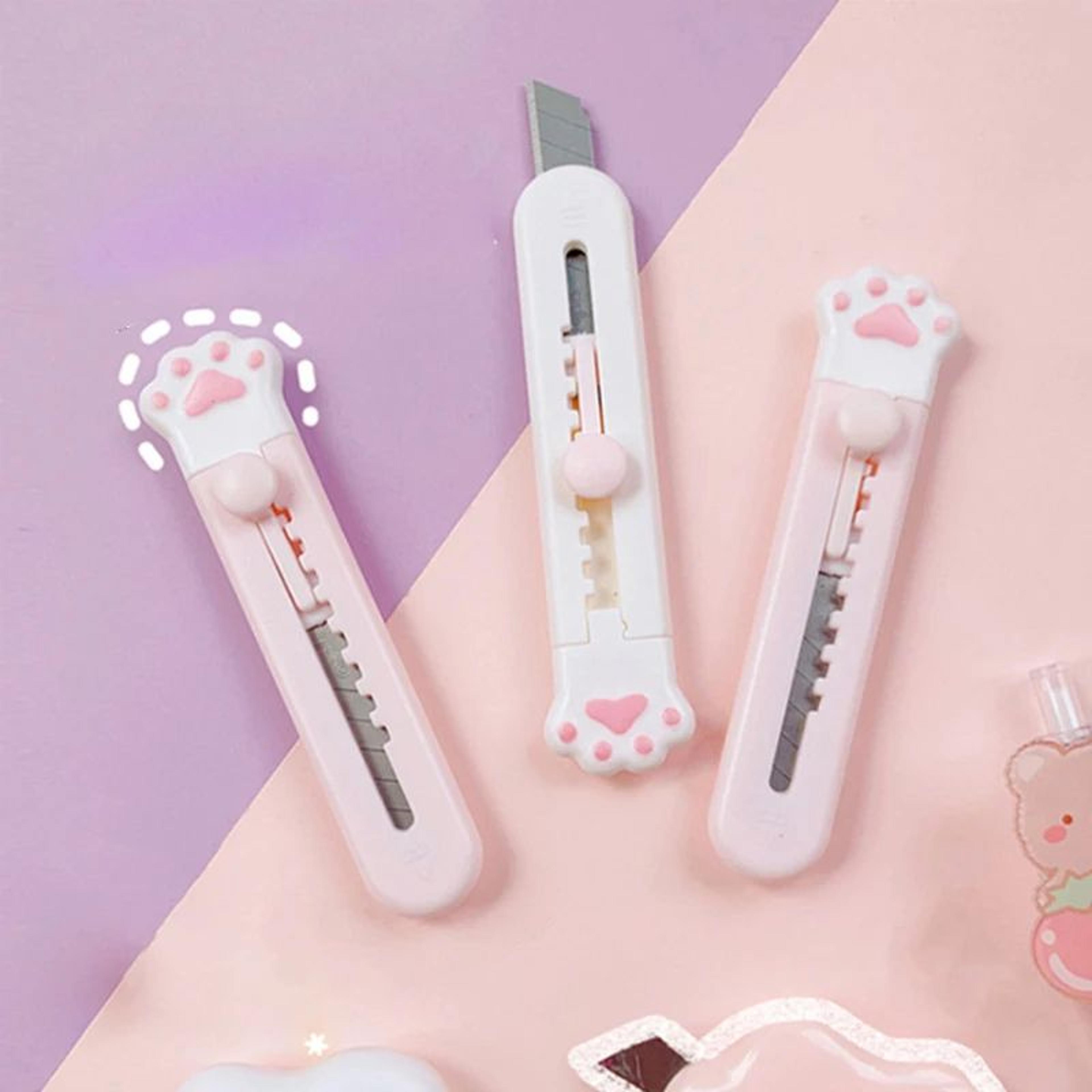 Cat Paw Mini Paper Cutter Retractable Craft Knife For Kawaii Stationery And Quick Package Opens 4