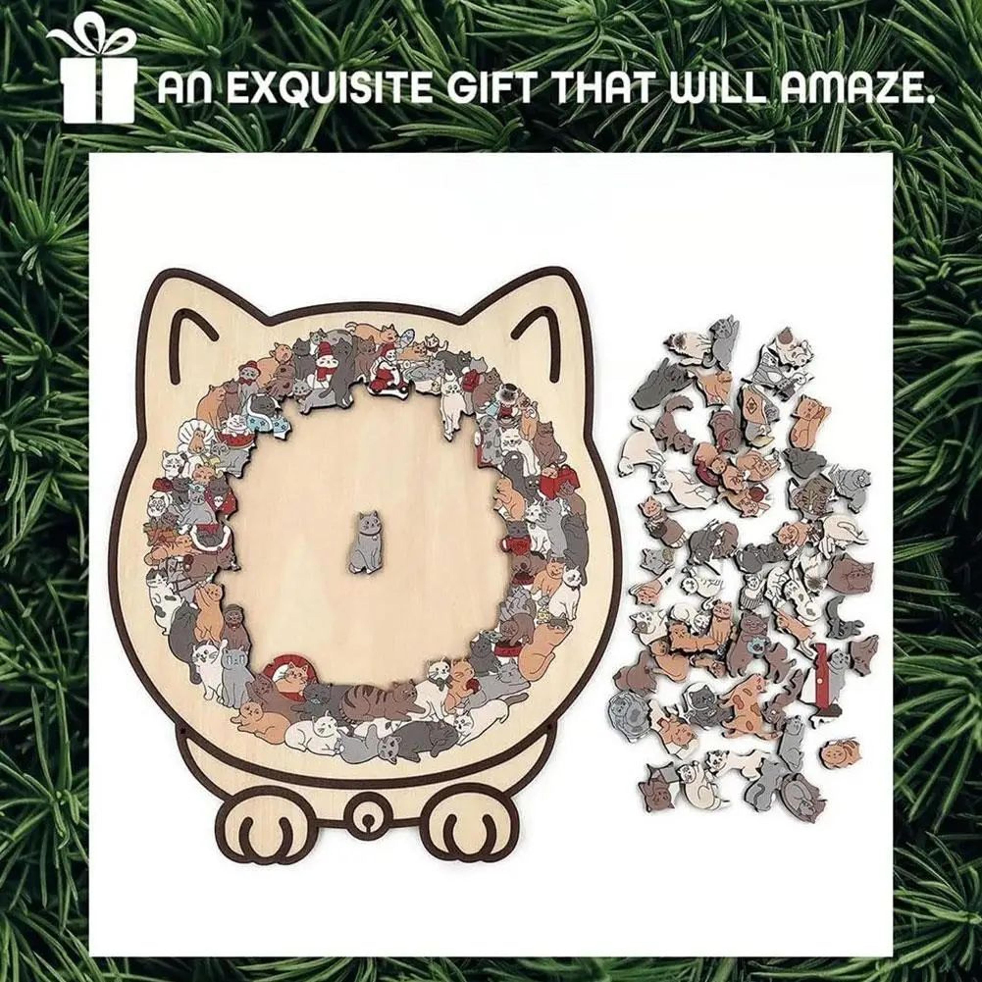 Cat Wooden Puzzle  Colorful AnimalShaped Wooden Jigsaw Decor For Stress Relief  Gifting 2