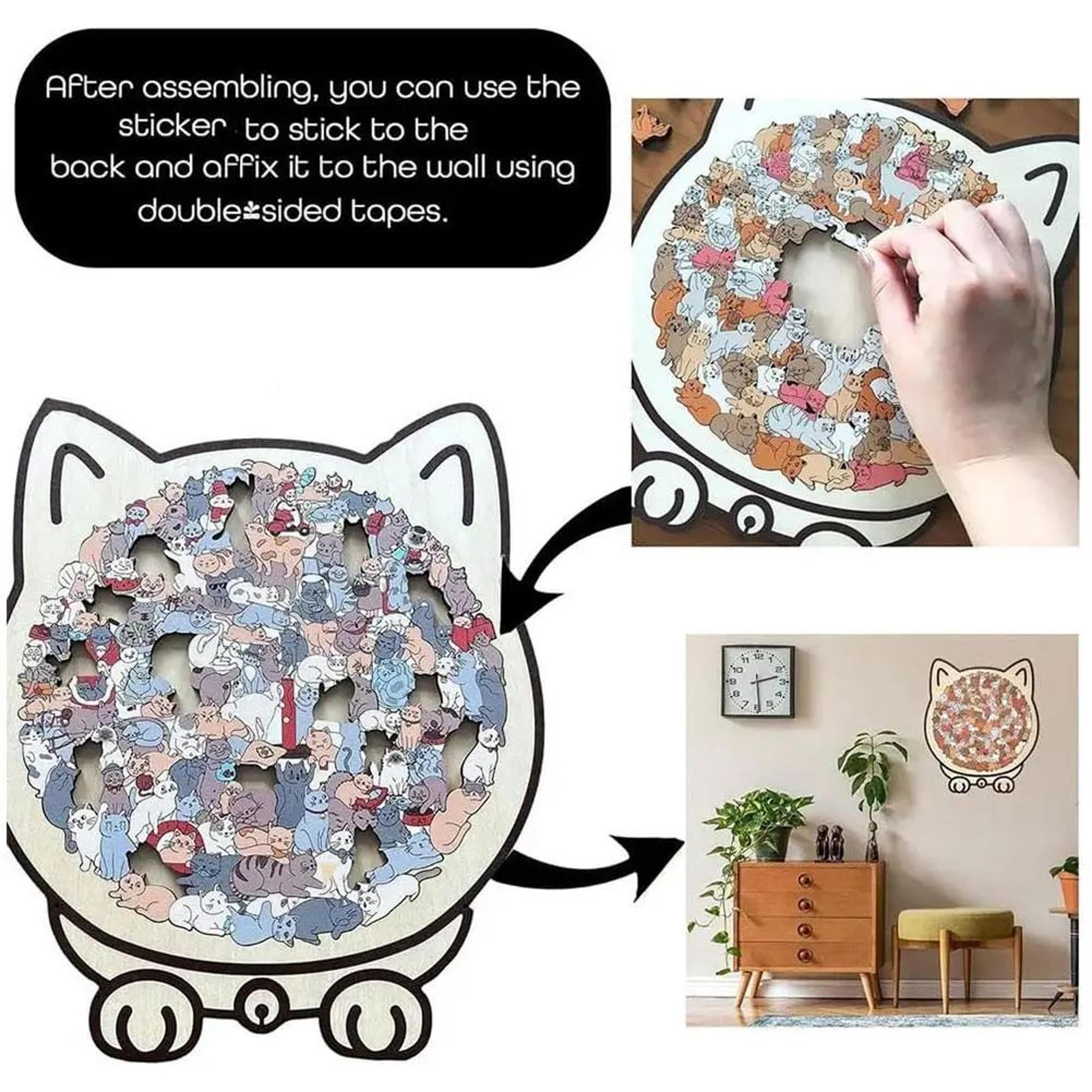 Cat Wooden Puzzle  Colorful AnimalShaped Wooden Jigsaw Decor For Stress Relief  Gifting 5