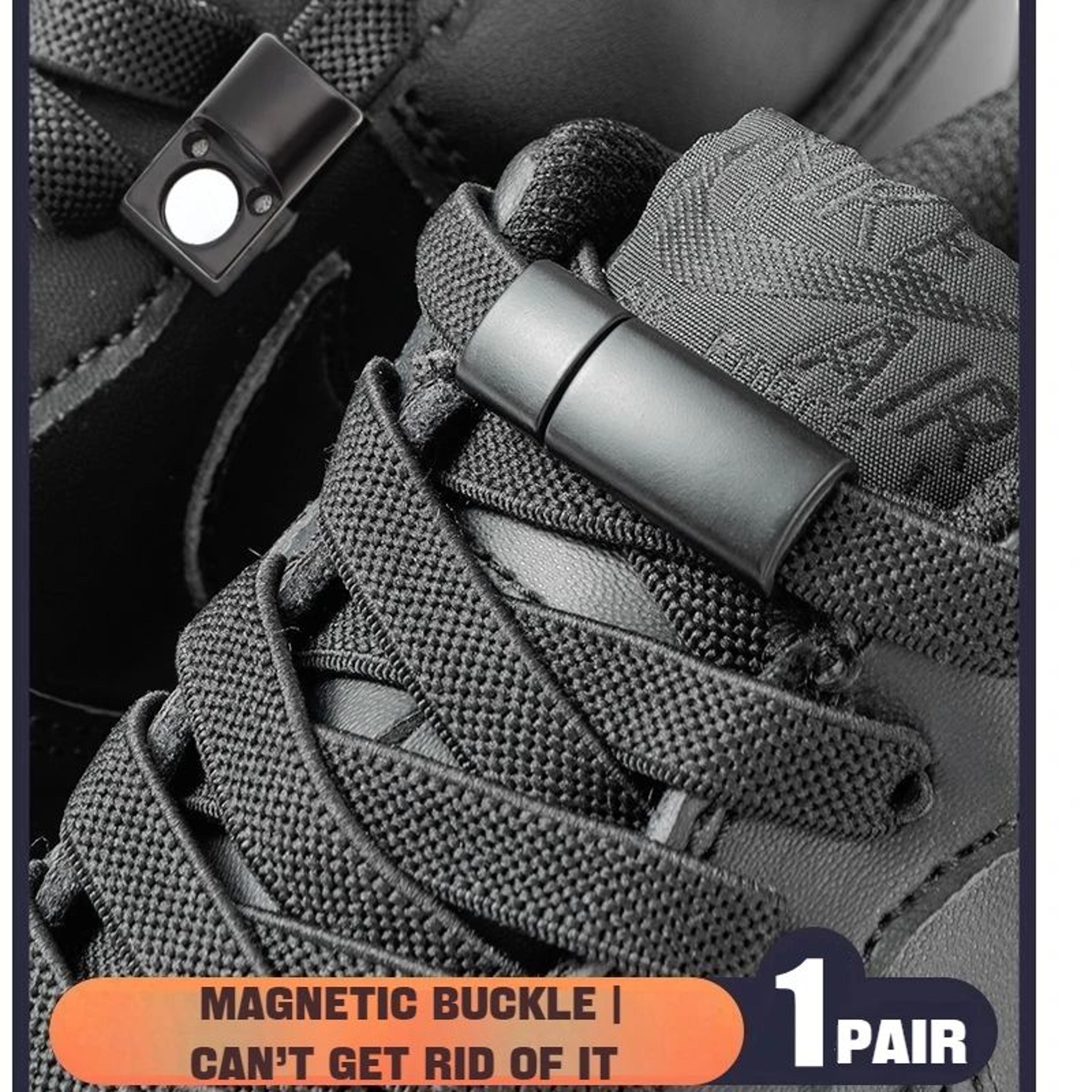 magnetic lock no-tie shoelaces, flat elastic shoelaces for sneakers & boots (1 pair)