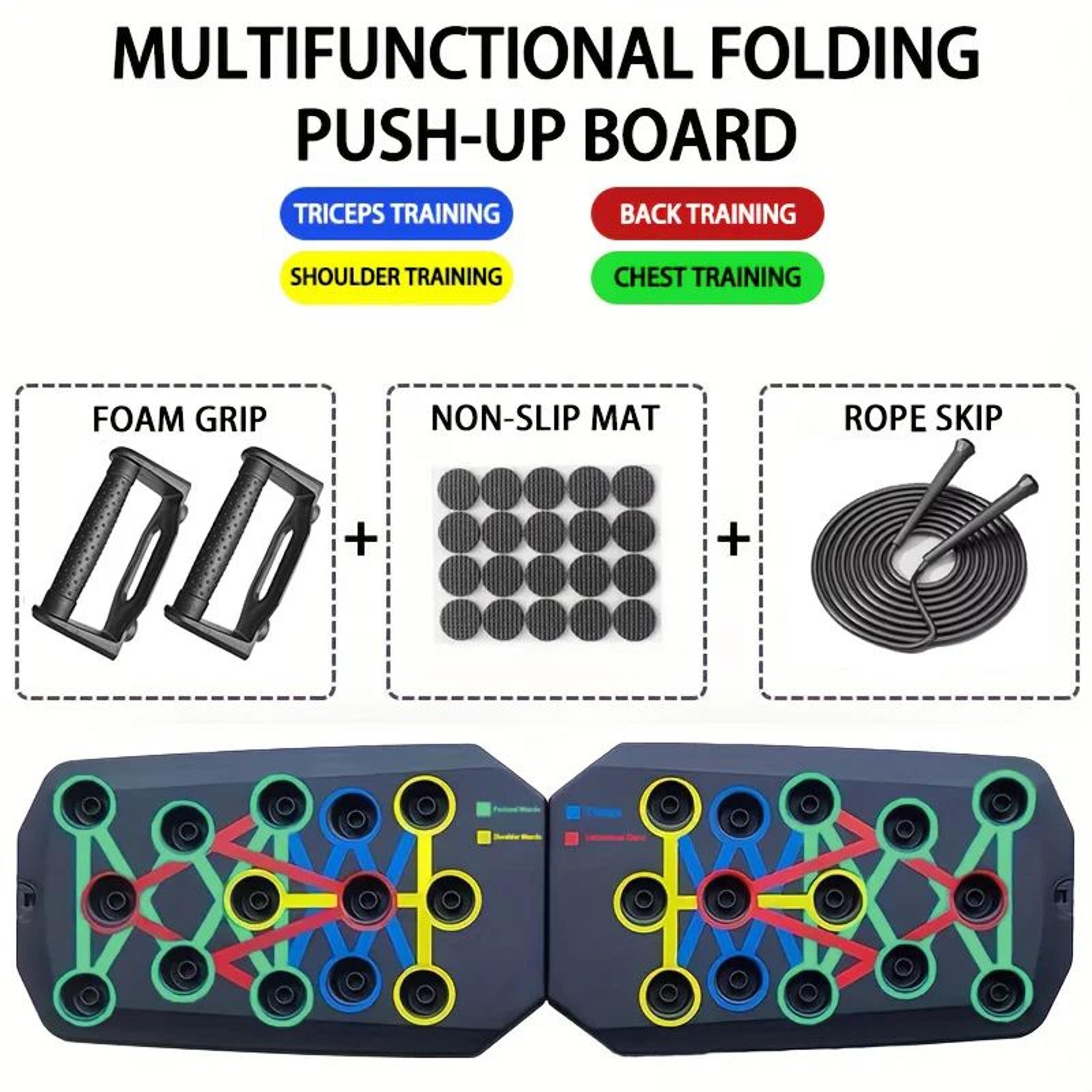 Foldable ColorCoded PushUp Board With Handles For Home Workouts And Upper Body Training 11