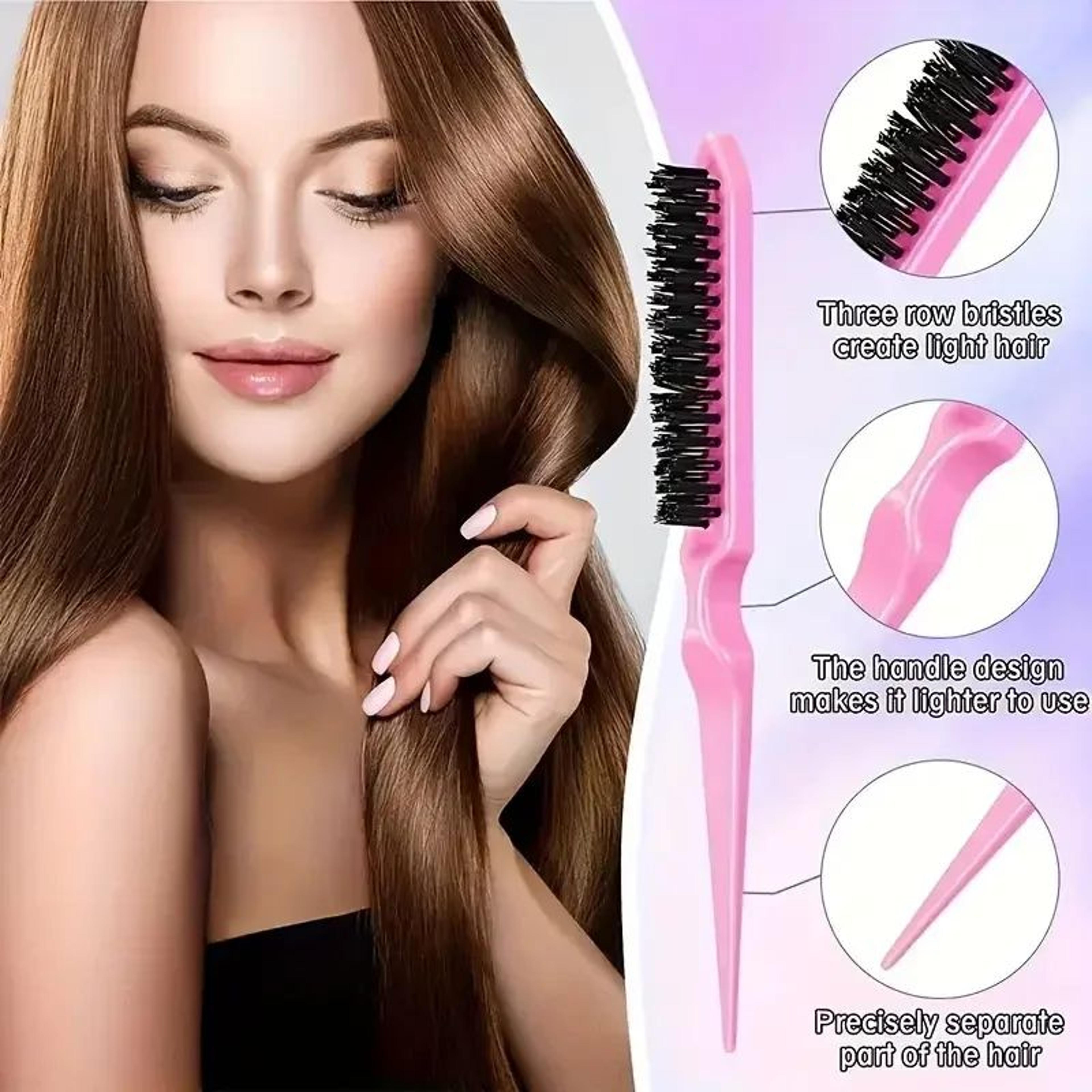 6Piece Hair Brush Set With Hair Spray Bottle Rat Tail Comb  Edge Control Brush For Sleek Styling An 3