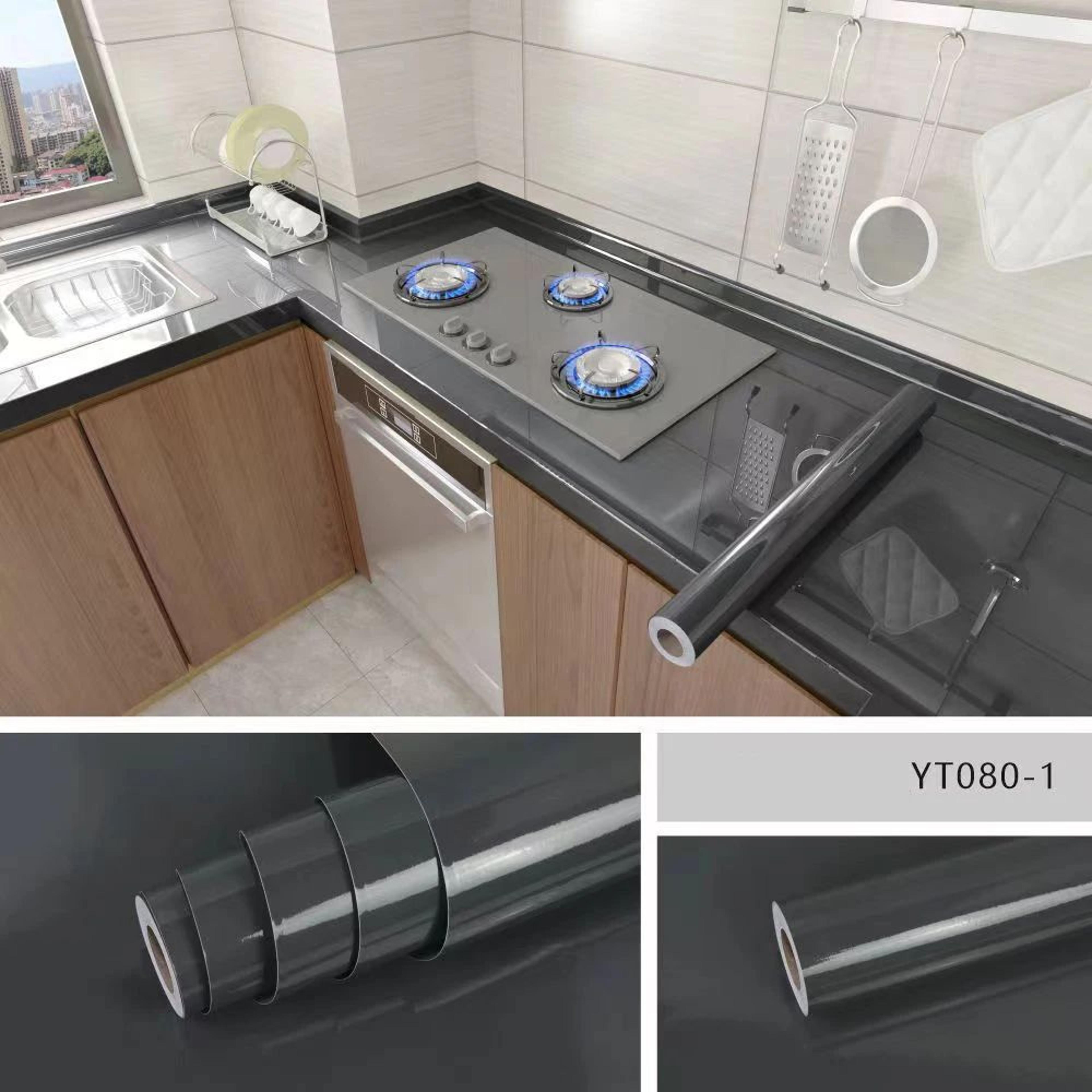 marbleshield oil proof kitchen wallpaper peel & stick countertop wrap for cabinets and backsplash