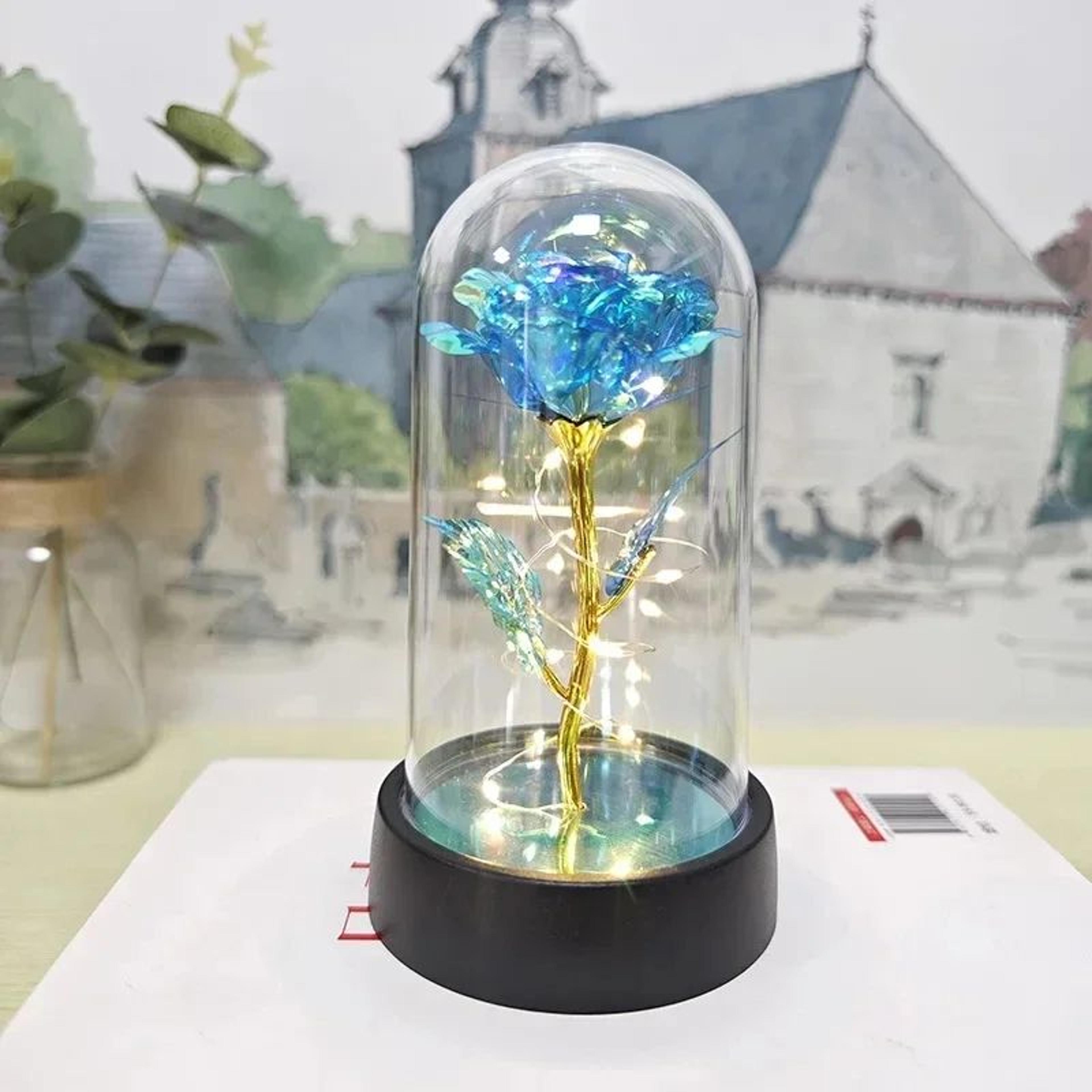 Eternal Rose In Glass Dome With LED Lights  Romantic Eternal Rose Gift Night Light For Her 10