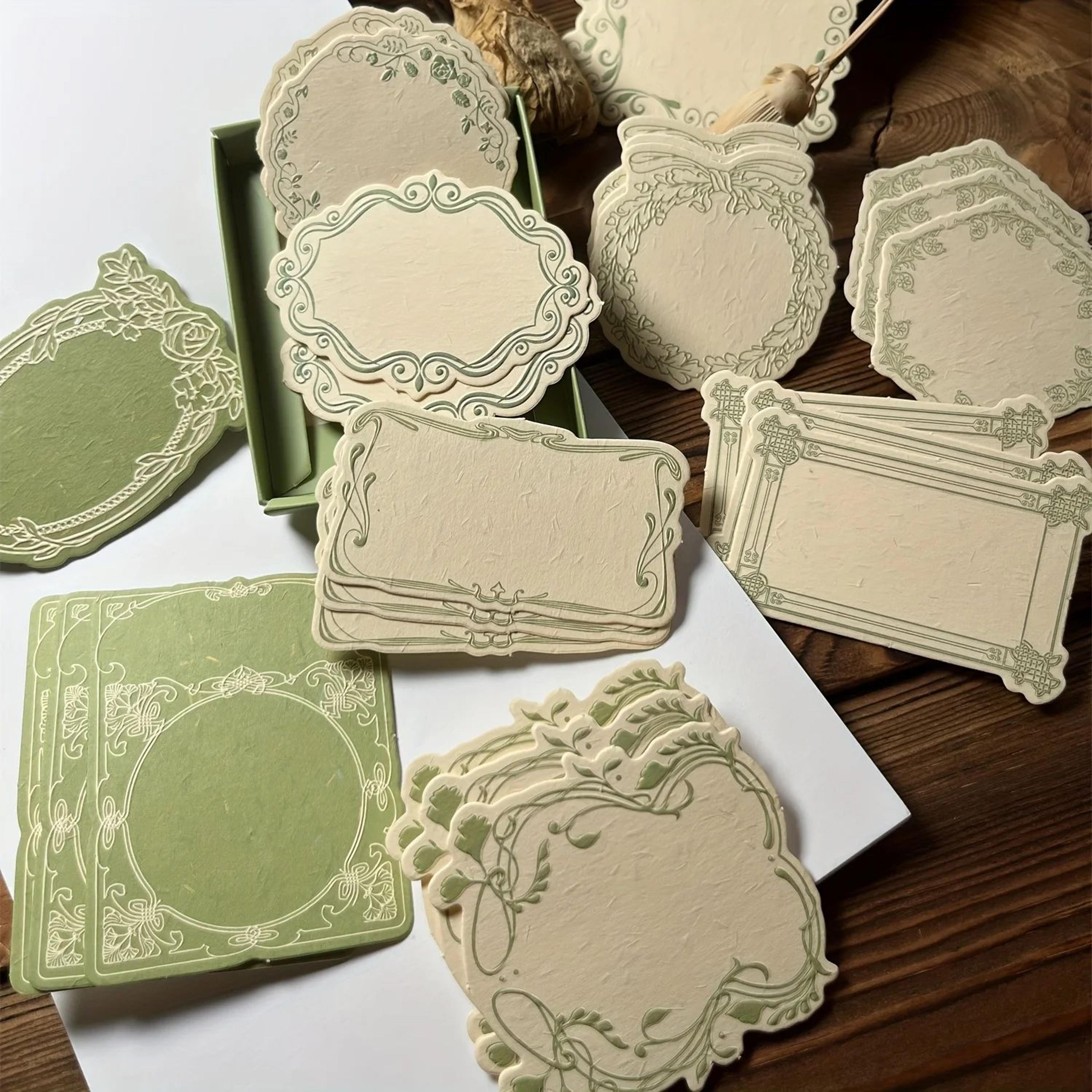 vintage embossed sticky notes box (30pcs) thick decorative scrapbook journaling paper