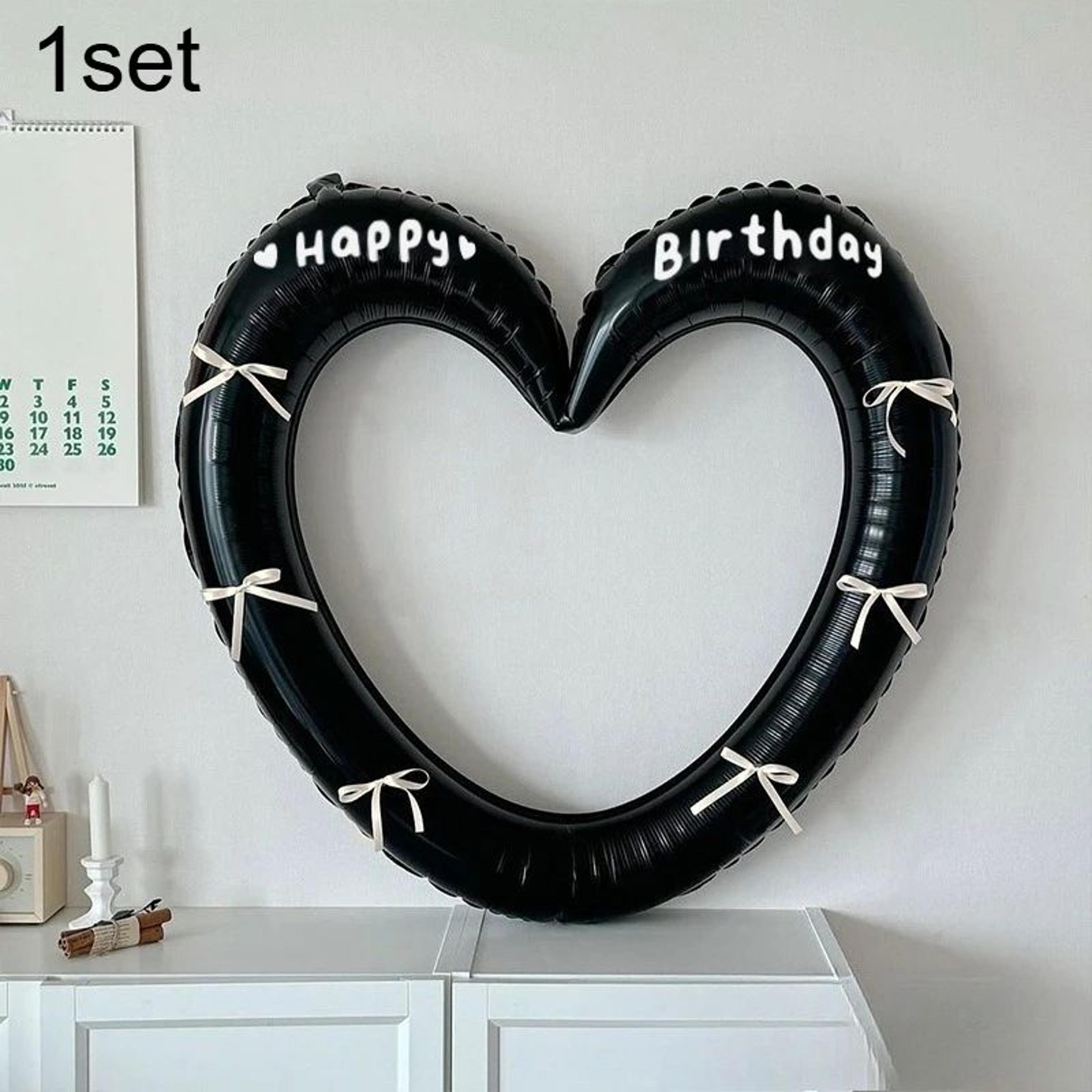 40Inch Hollow Heart Happy Birthday Balloon Set With Bow Foil Party Decor  Photo Prop Kit 7