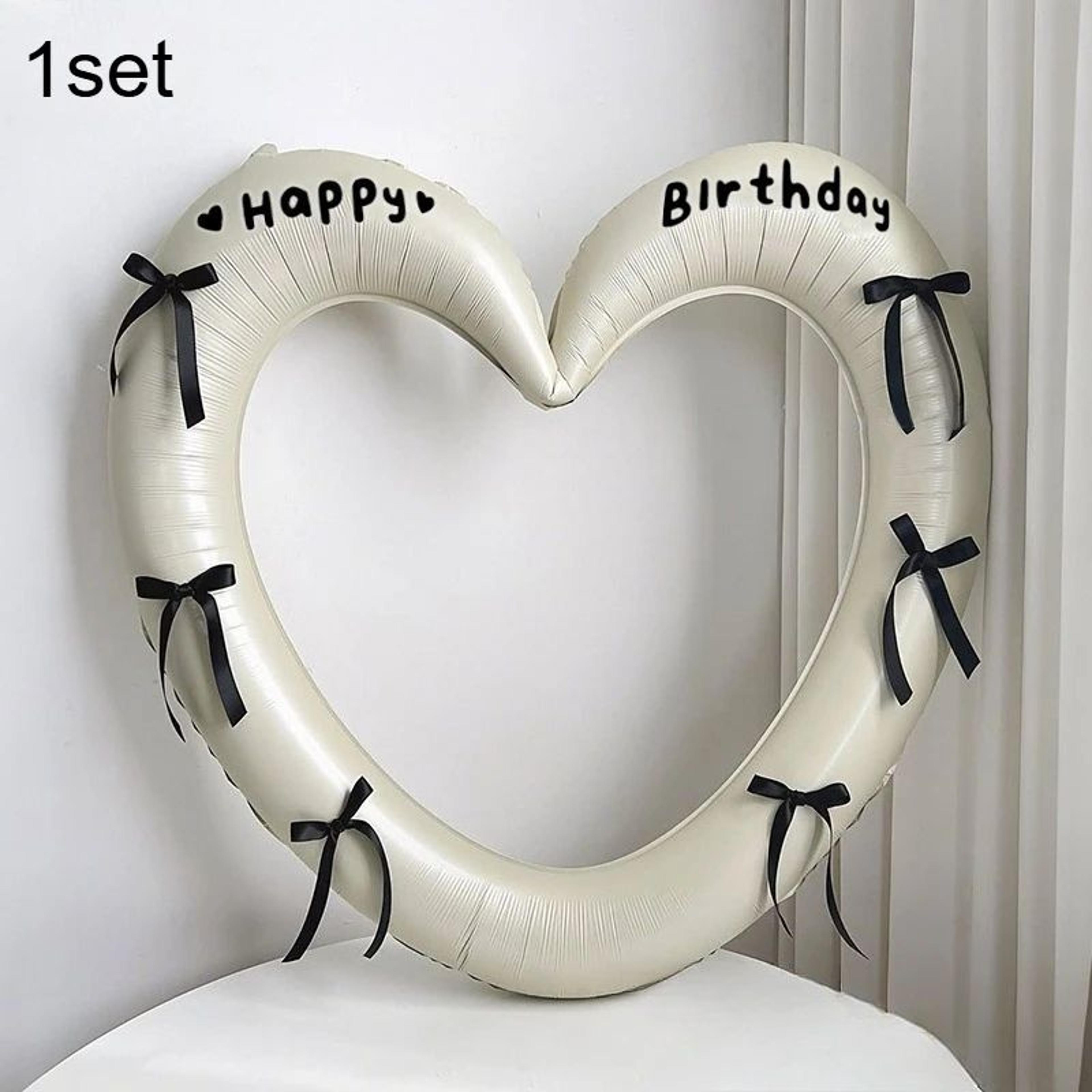 40Inch Hollow Heart Happy Birthday Balloon Set With Bow Foil Party Decor  Photo Prop Kit 8