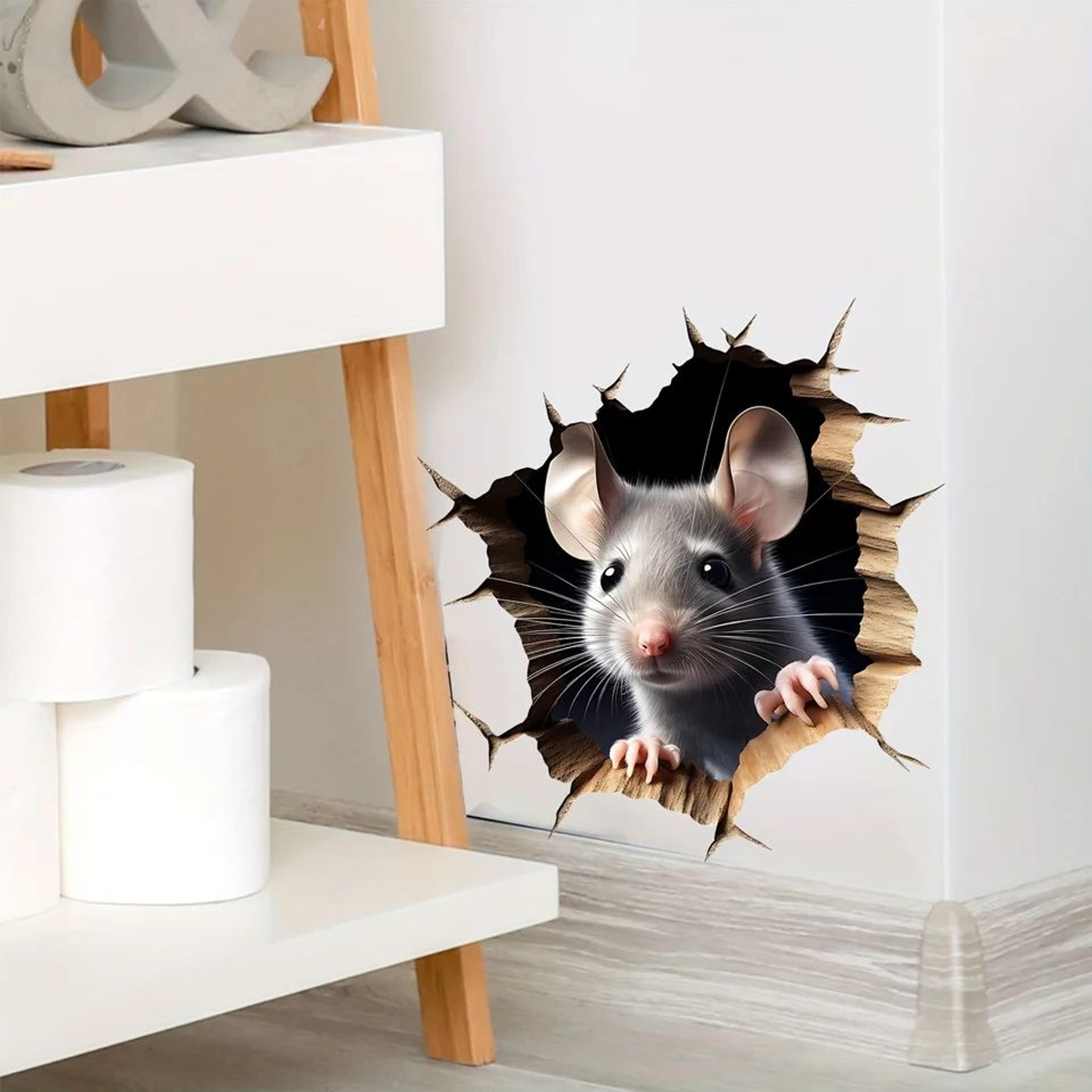 delightful 3d mouse hole wall sticker – removable vinyl wall decal for playful home decor