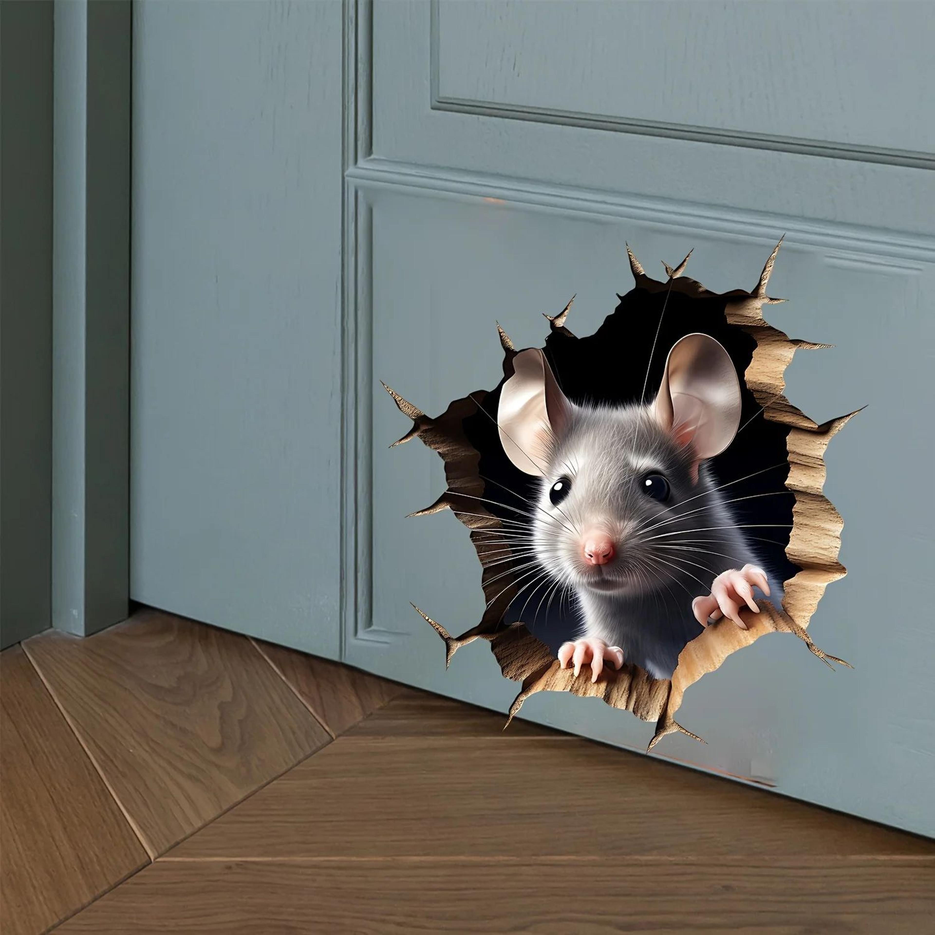Delightful 3D Mouse Hole Wall Sticker  Removable Vinyl Wall Decal For Playful Home Decor 5