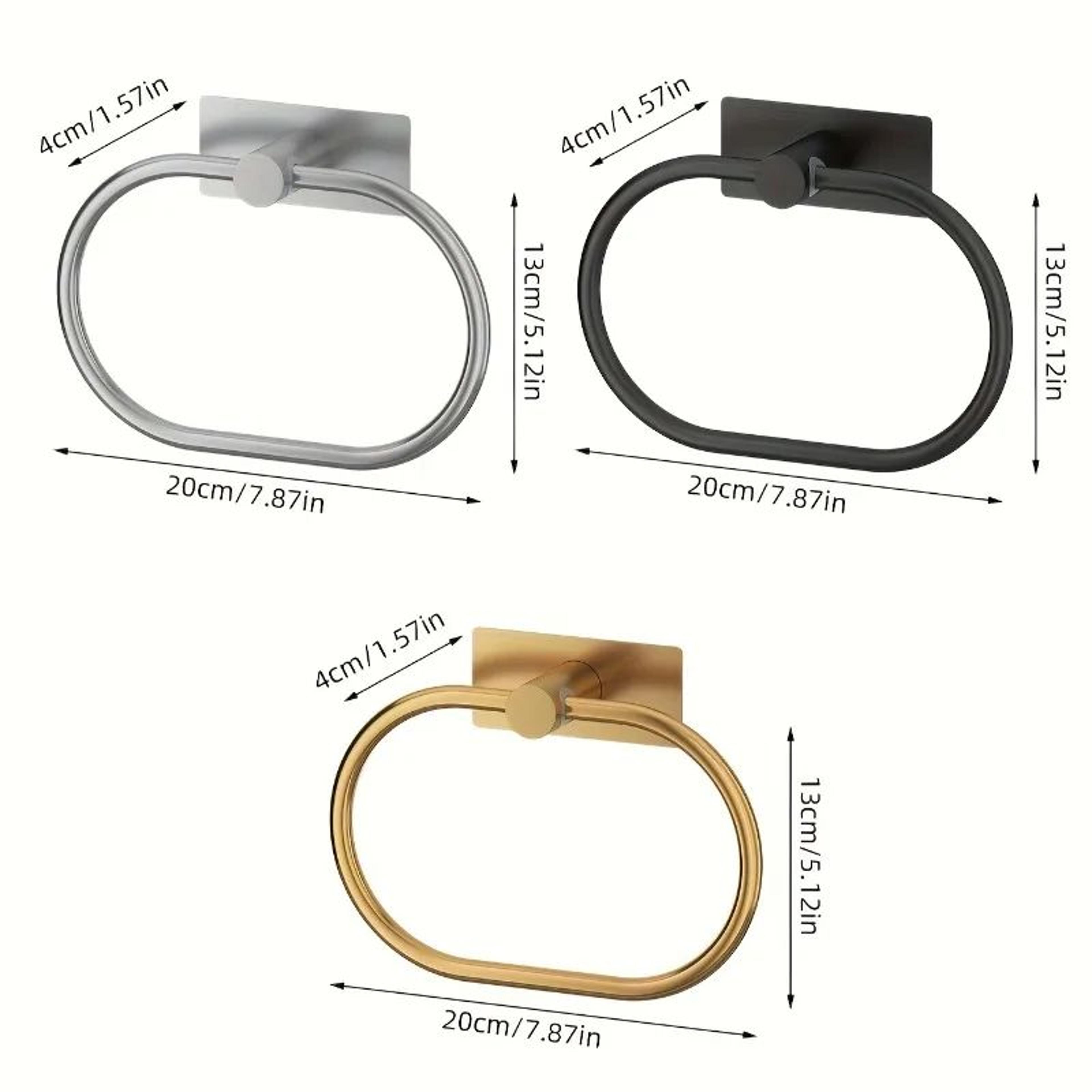 NoDrill Black Stainless Steel Towel Holder SelfAdhesive Towel Ring  Bar For Bathroom And Kitchen 5