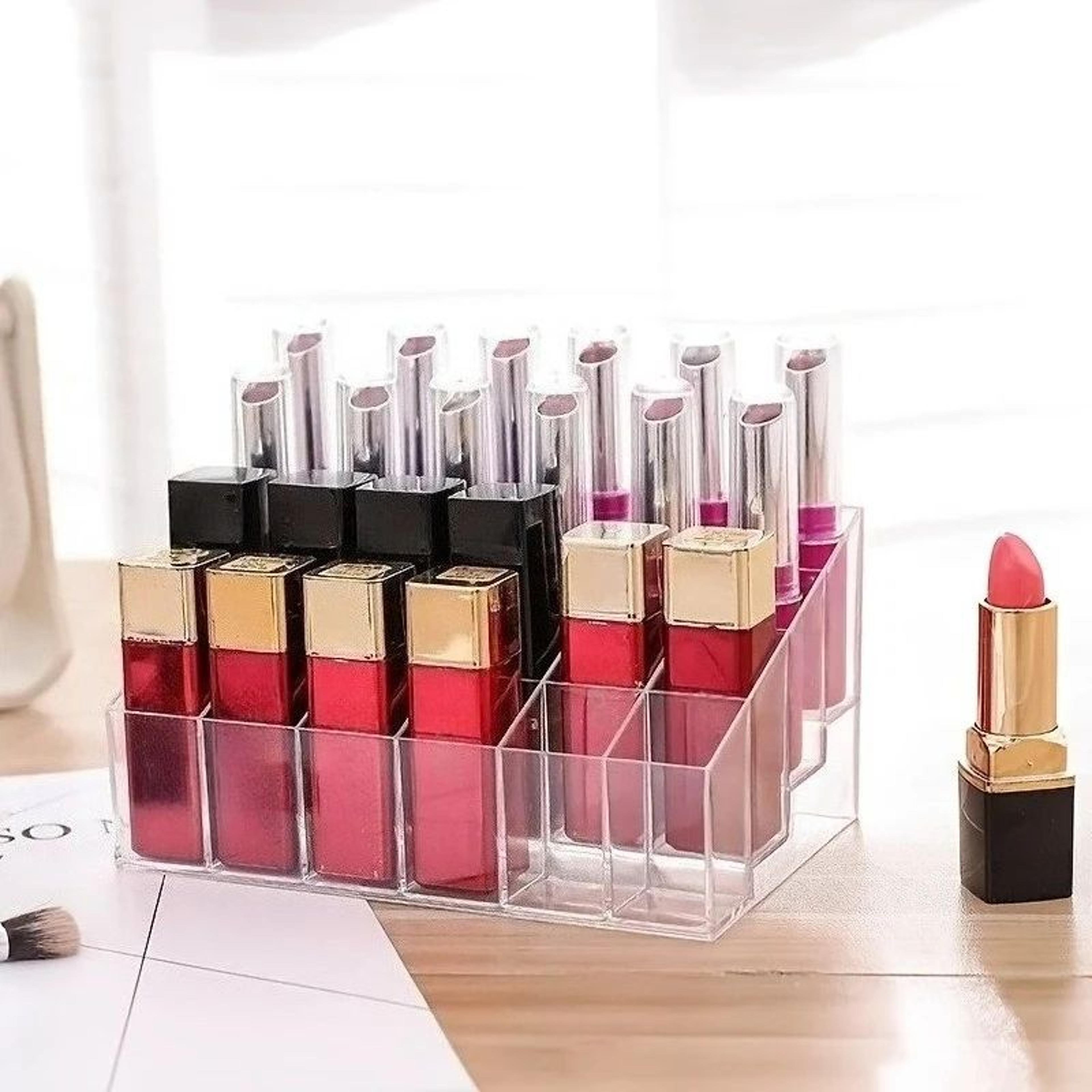 Clear Acrylic 24Slot Lipstick Organizer  Vanity Makeup Storage Box 4