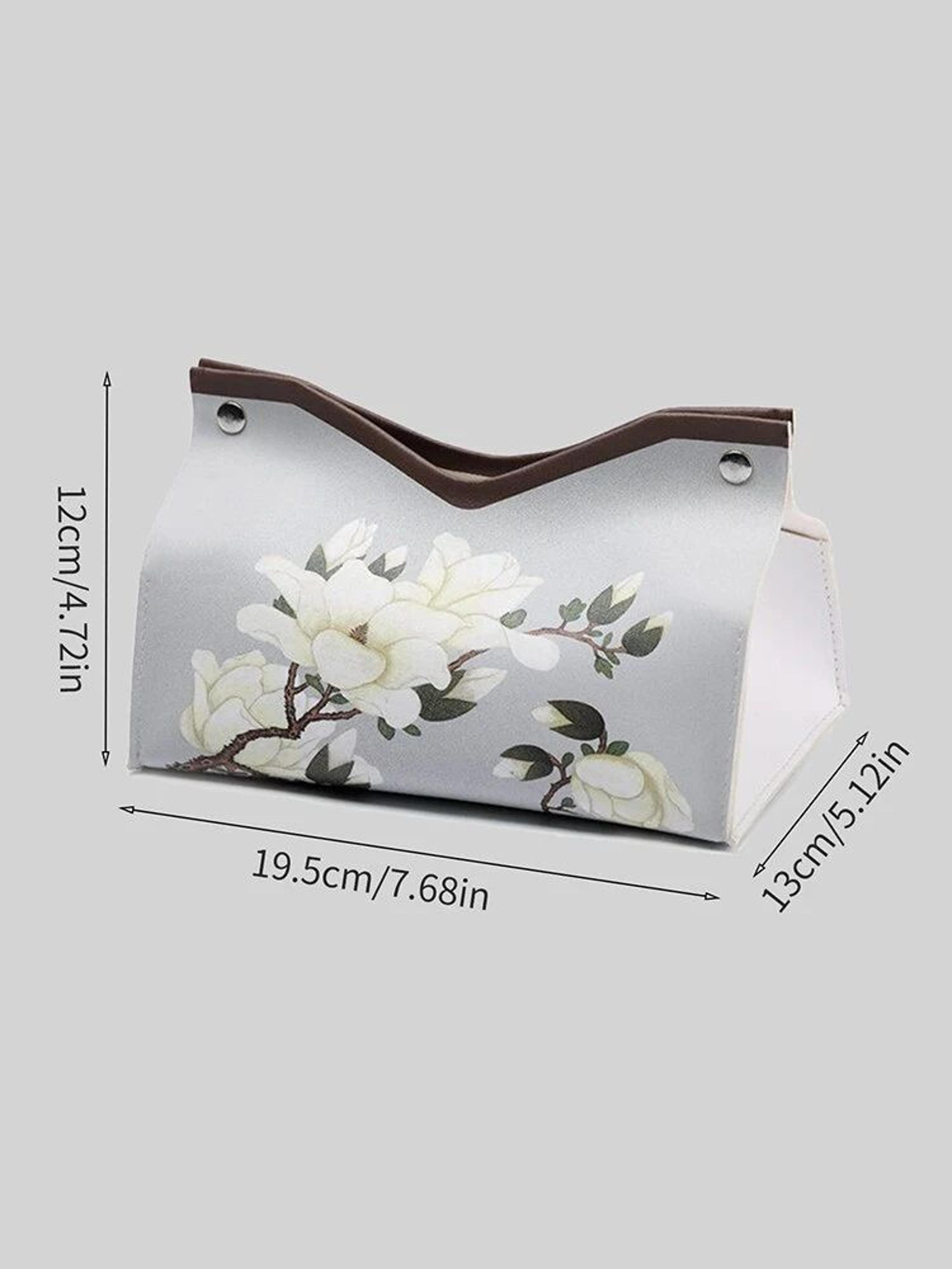 Vintage Floral PU Leather Tissue Box Cover For Living Room And Kitchen Decor 5