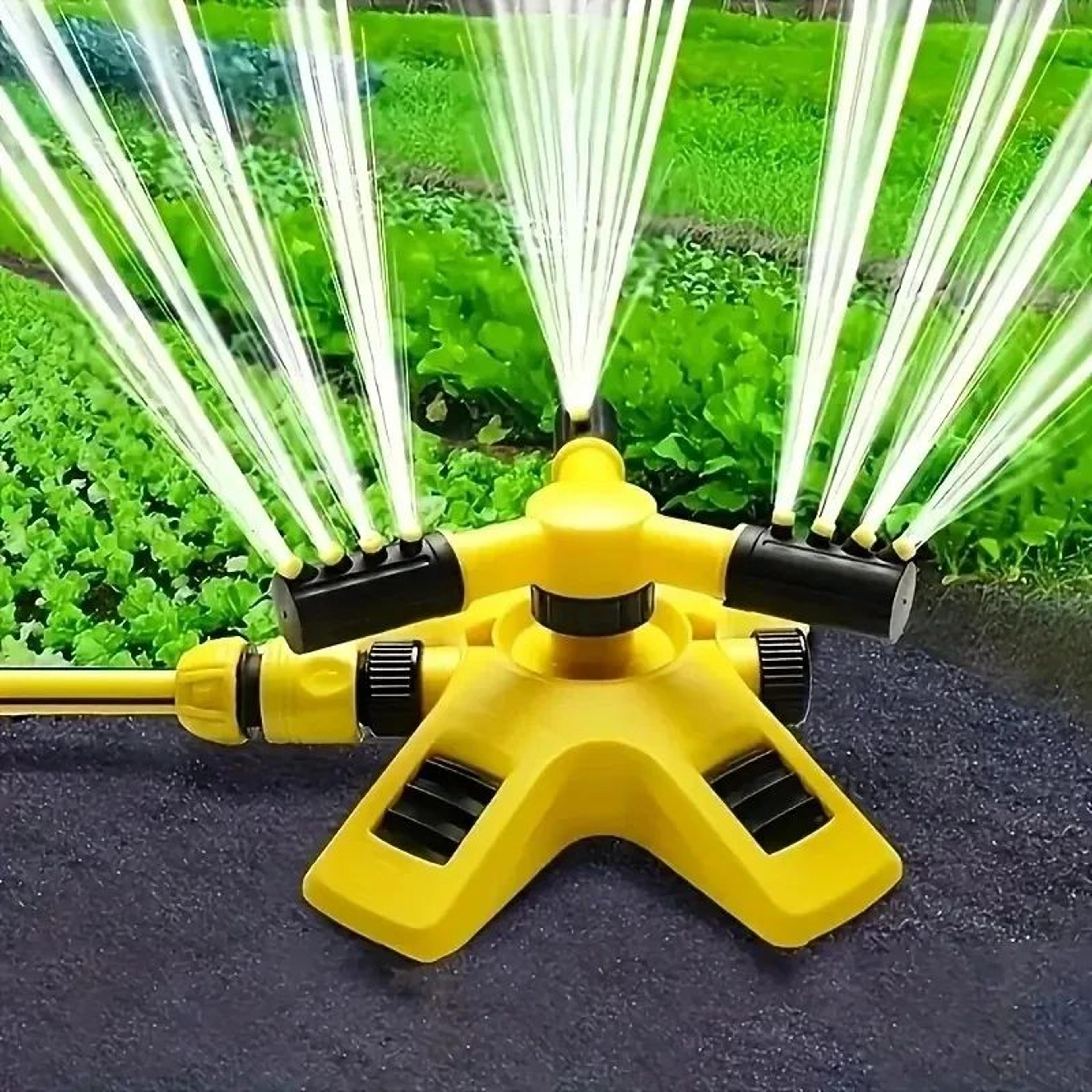 360° rotating lawn sprinkler set with adjustable spray arms for large-area watering