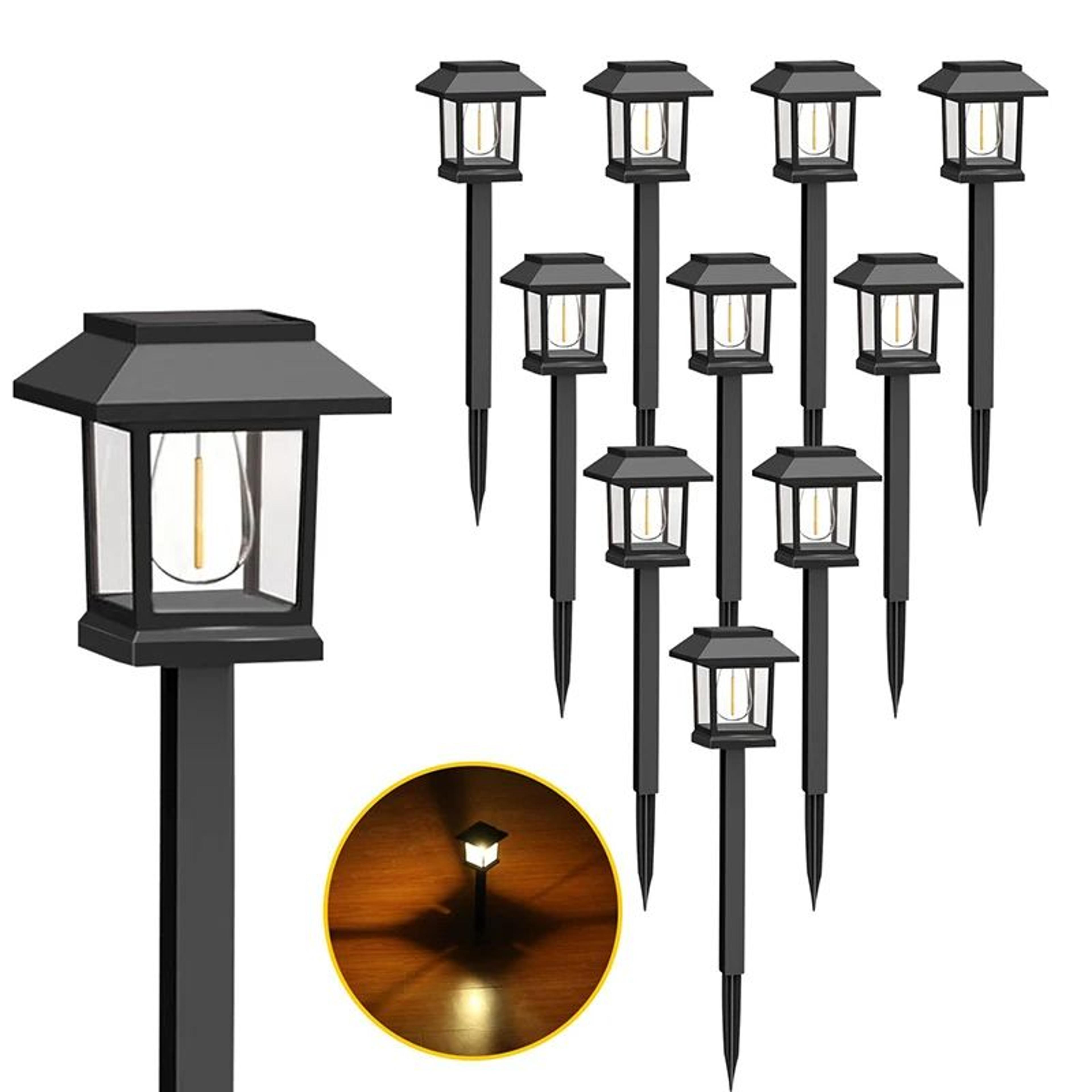 2-pack solar pathway lights outdoor, waterproof auto on/off garden & walkway stakes
