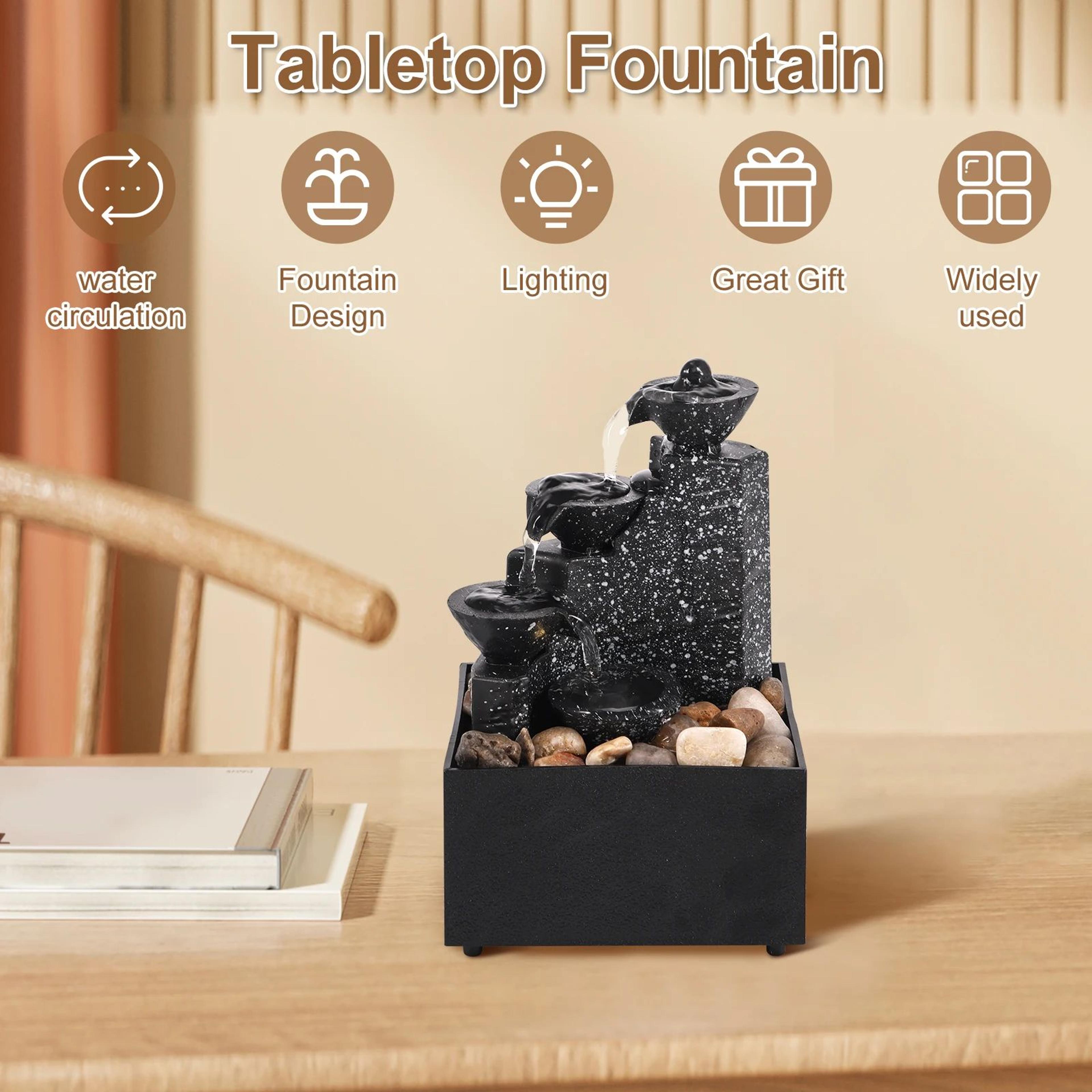 TranquilFlow Indoor Waterfall Fountain  Zen Desktop Fountain With Soft Lights  Relaxing Water Featu 4