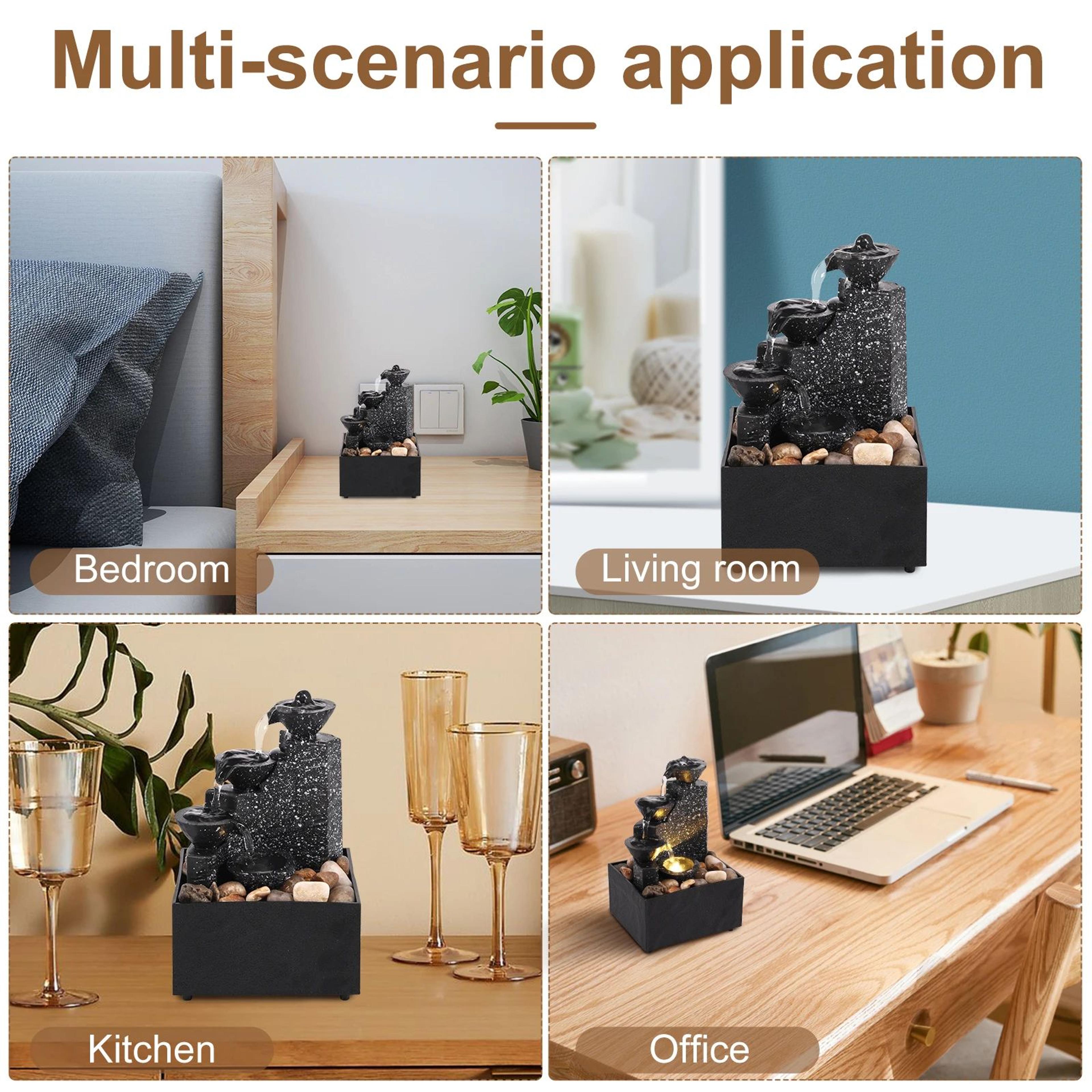TranquilFlow Indoor Waterfall Fountain  Zen Desktop Fountain With Soft Lights  Relaxing Water Featu 5