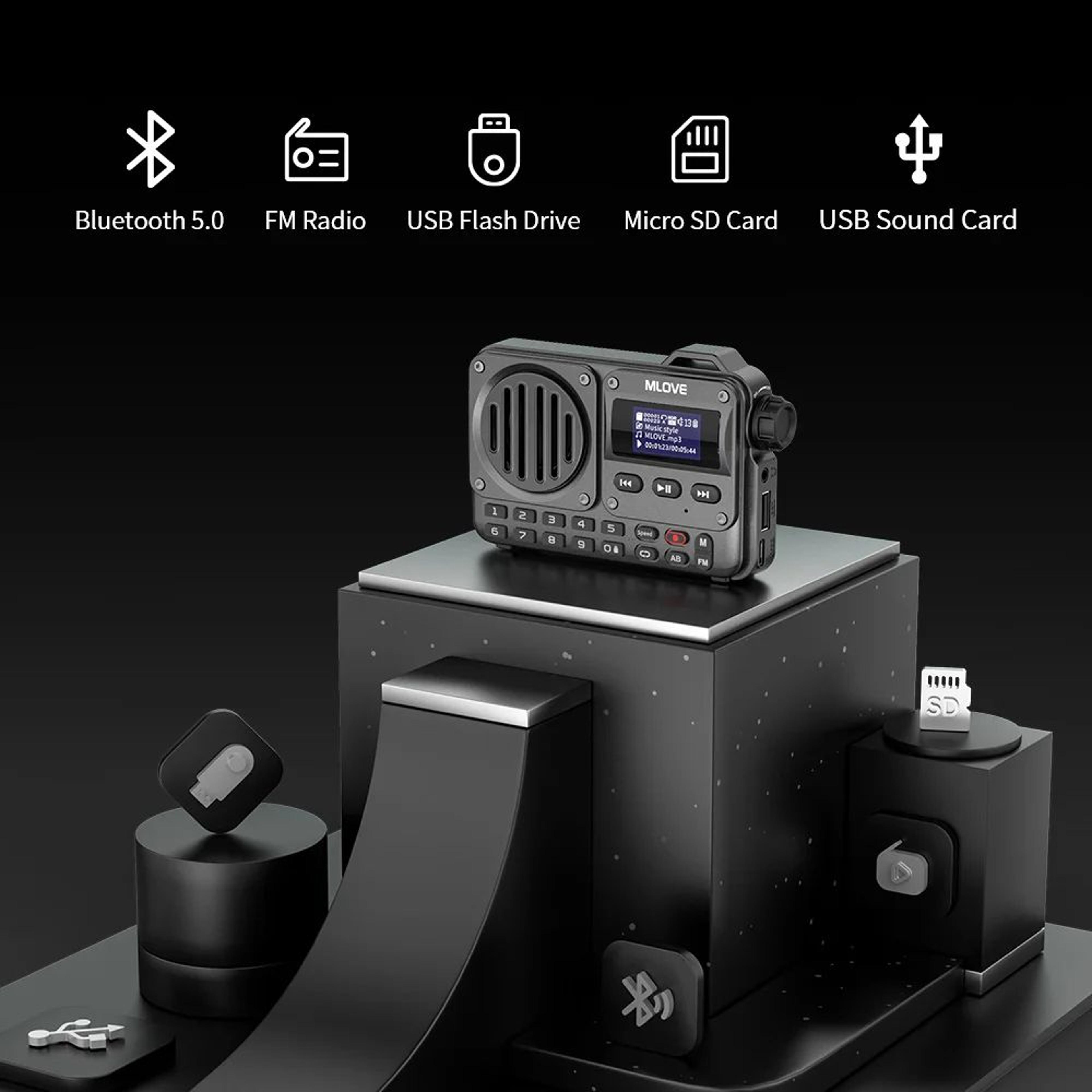 MLOVE BV800 UltraVersatile Portable Bluetooth Speaker With FM Radio  LCD Display 2