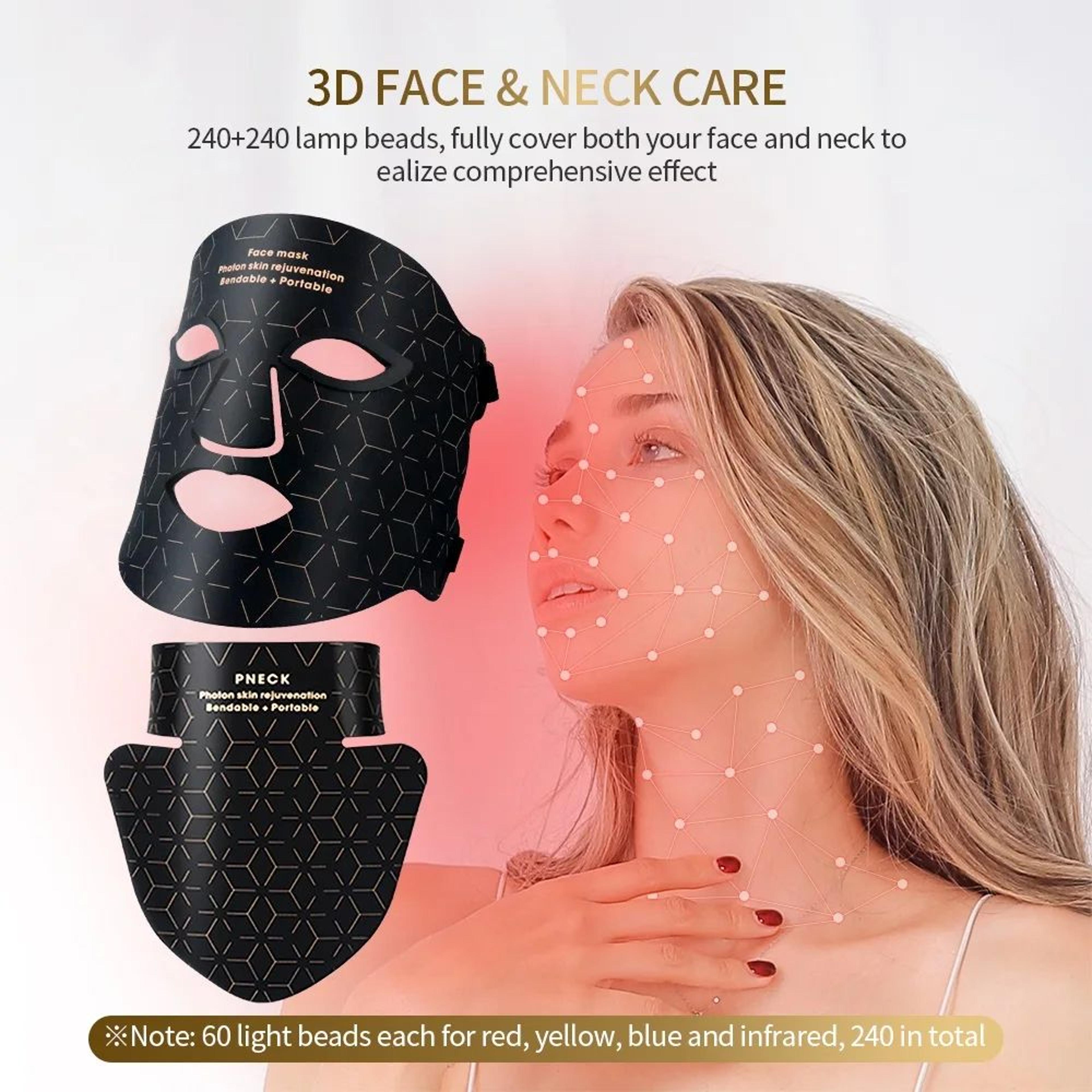 Advanced LED Phototherapy Facial  Neck Rejuvenation Mask  240LED Infrared Skin Renewal Technology 1