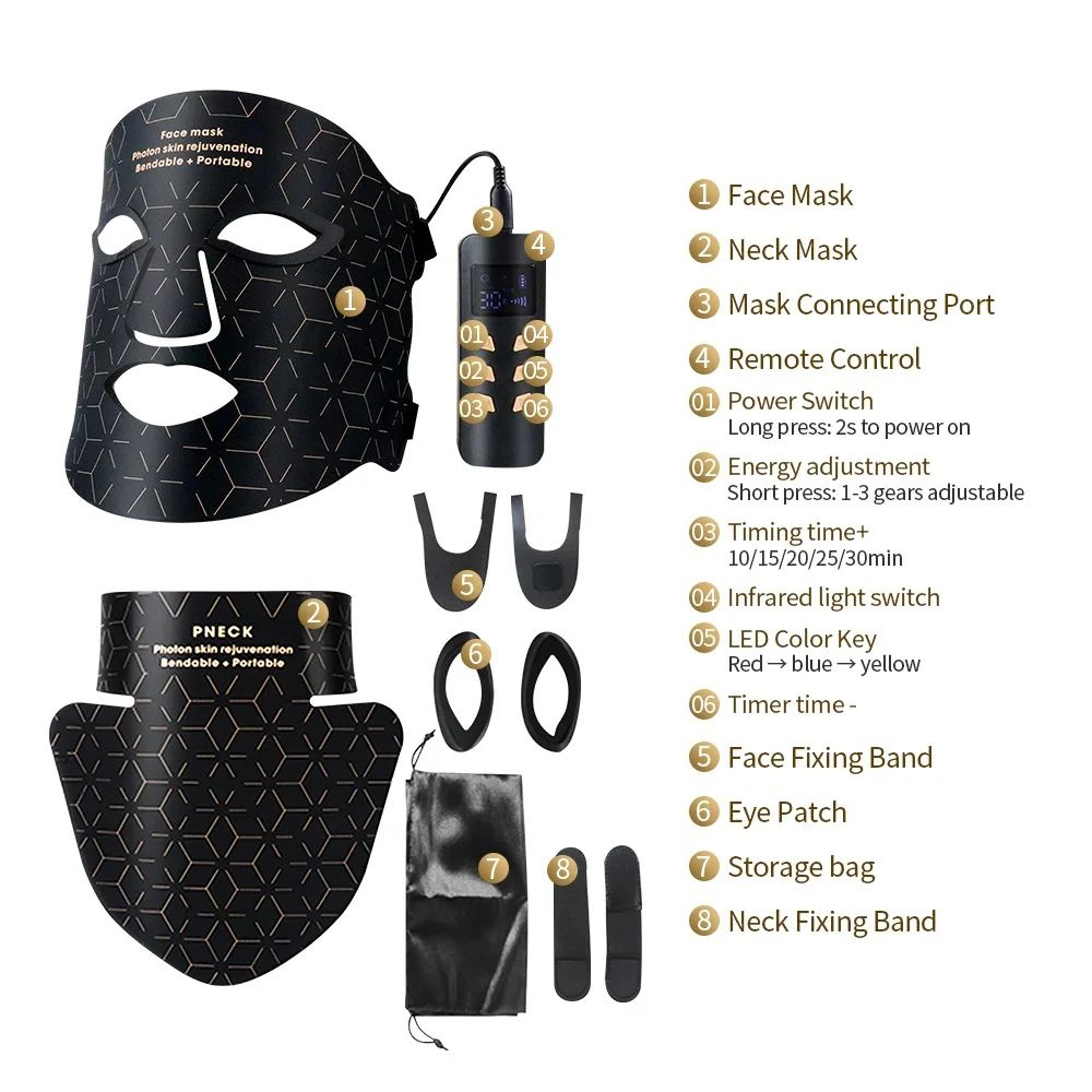 Advanced LED Phototherapy Facial  Neck Rejuvenation Mask  240LED Infrared Skin Renewal Technology 4