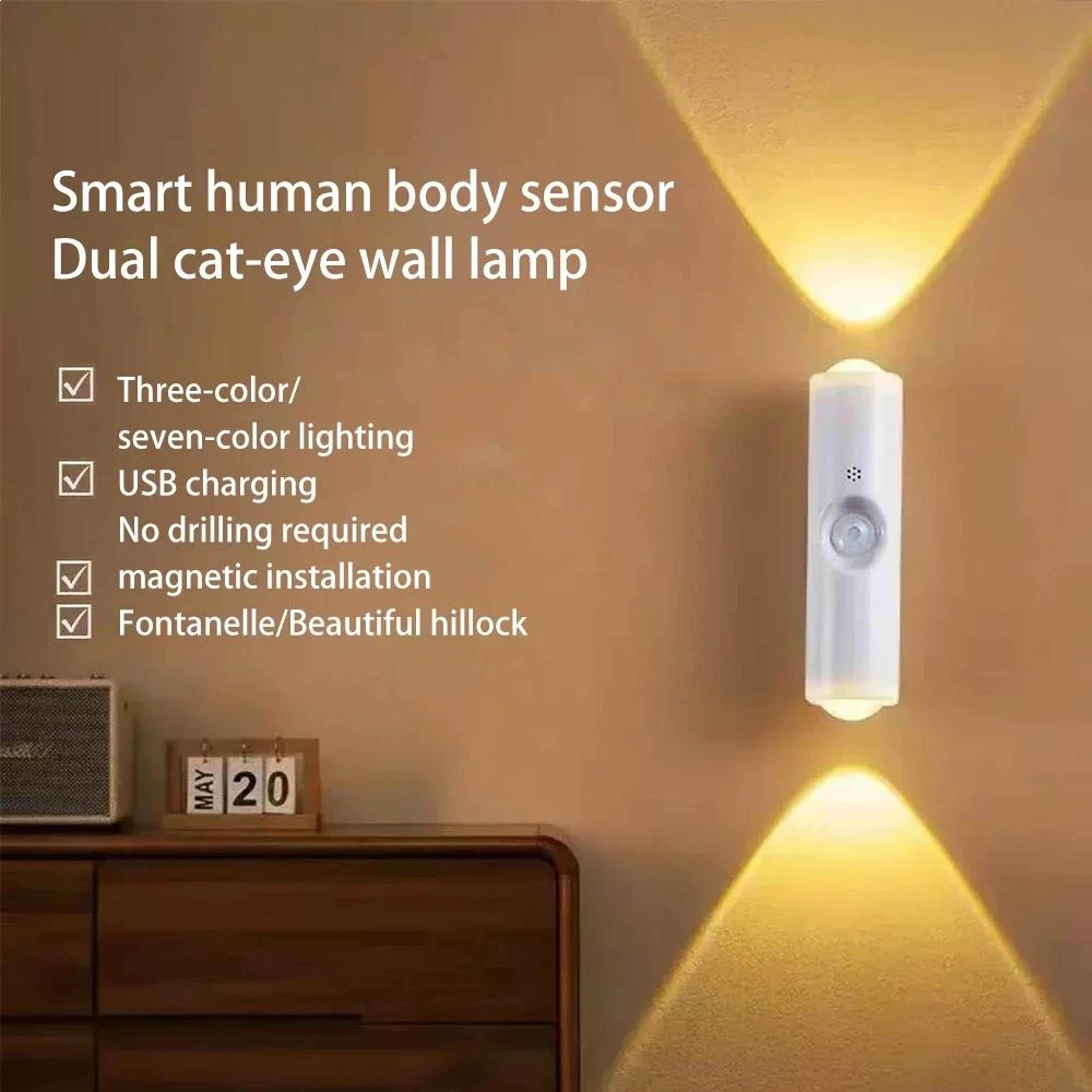 Runto Rechargeable MotionActivated Motion Sensor LED Night Light With 3Color  RGB LED Light Modes 4