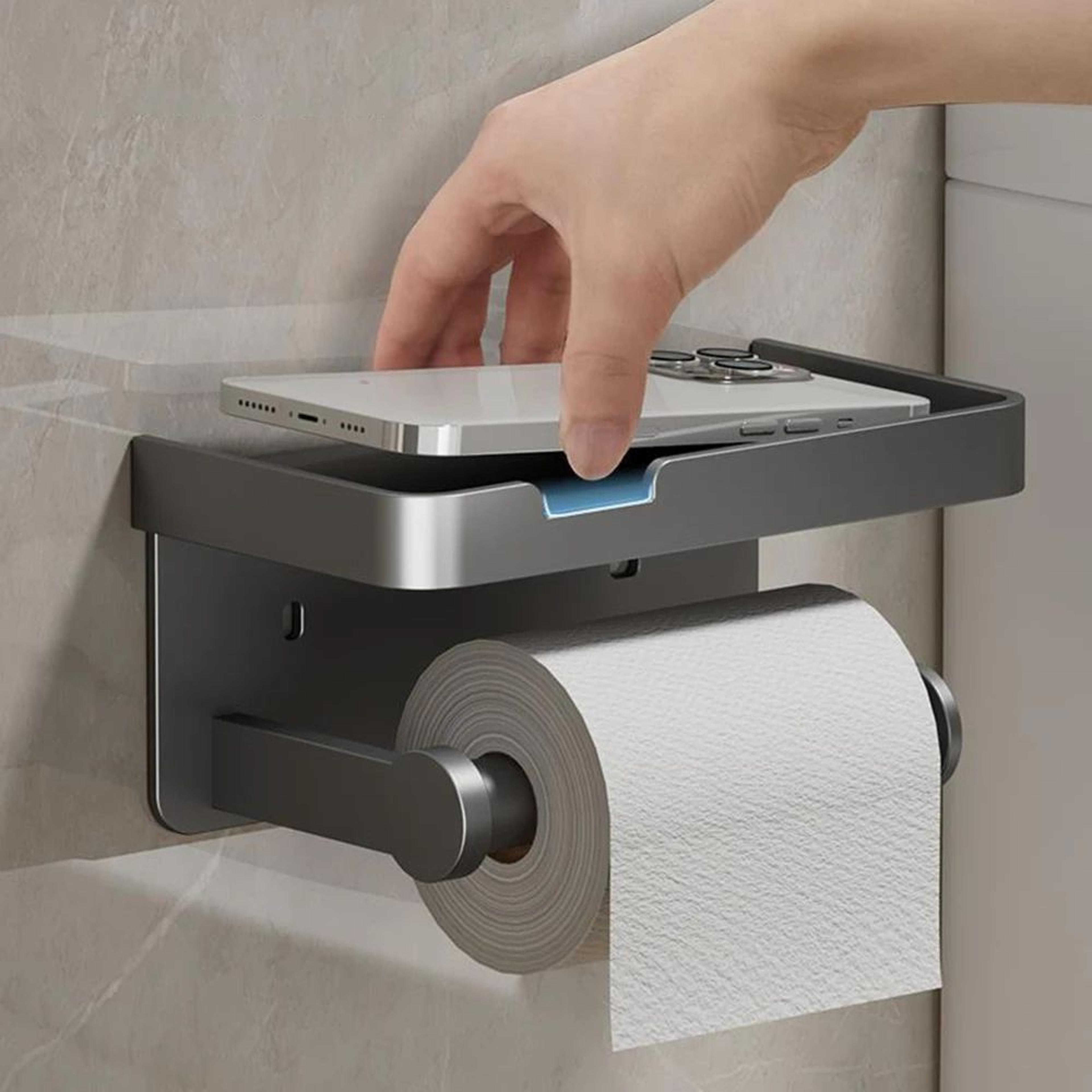 Matte Aluminum Wall Mounted Toilet Paper Holder  Modern Bathroom Tissue Rack 3