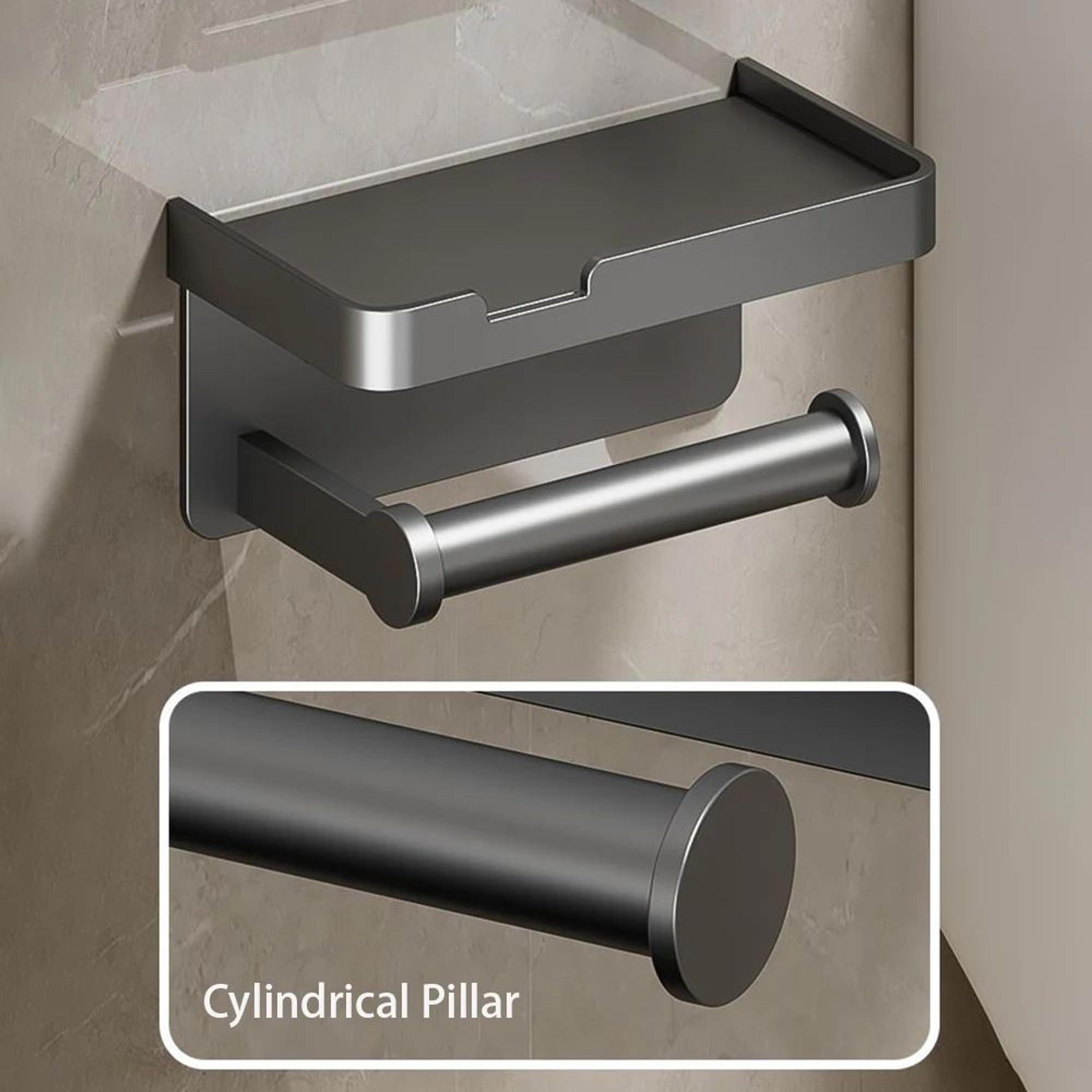 Matte Aluminum Wall Mounted Toilet Paper Holder  Modern Bathroom Tissue Rack 4