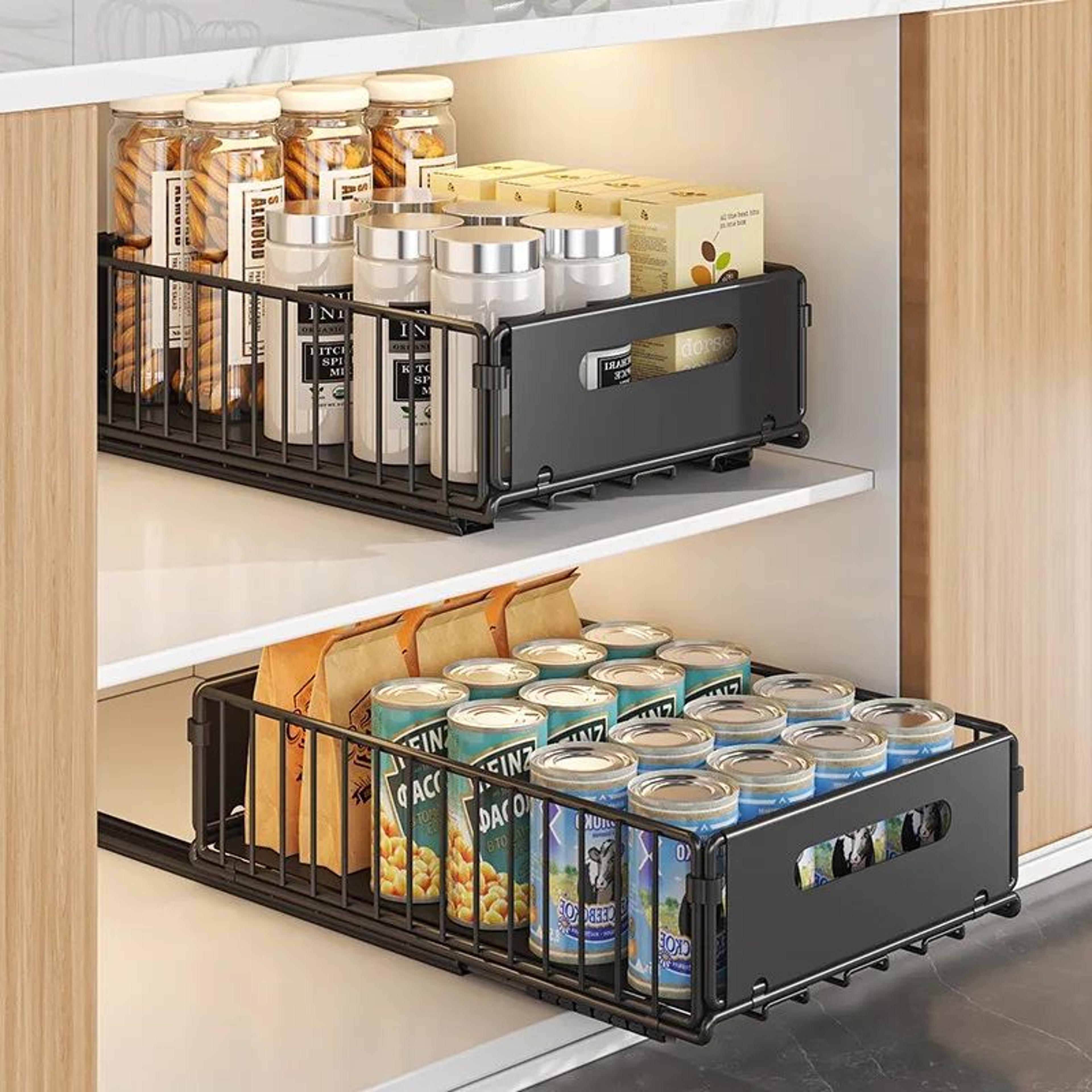 PullOut Cabinet Organizer Basket For Kitchen  Bathroom SlideOut Storage For Spices And Supplies 3