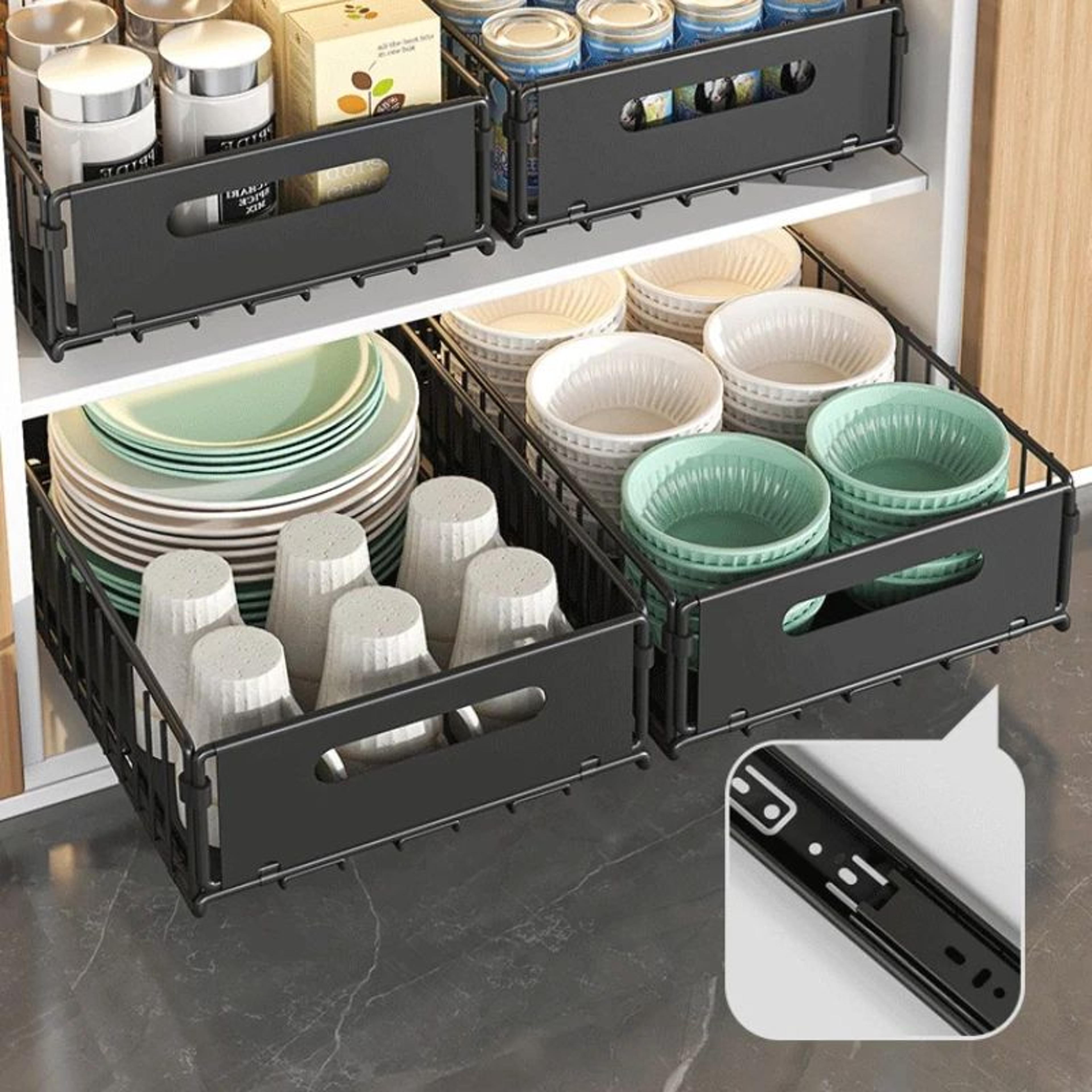 PullOut Cabinet Organizer Basket For Kitchen  Bathroom SlideOut Storage For Spices And Supplies 5