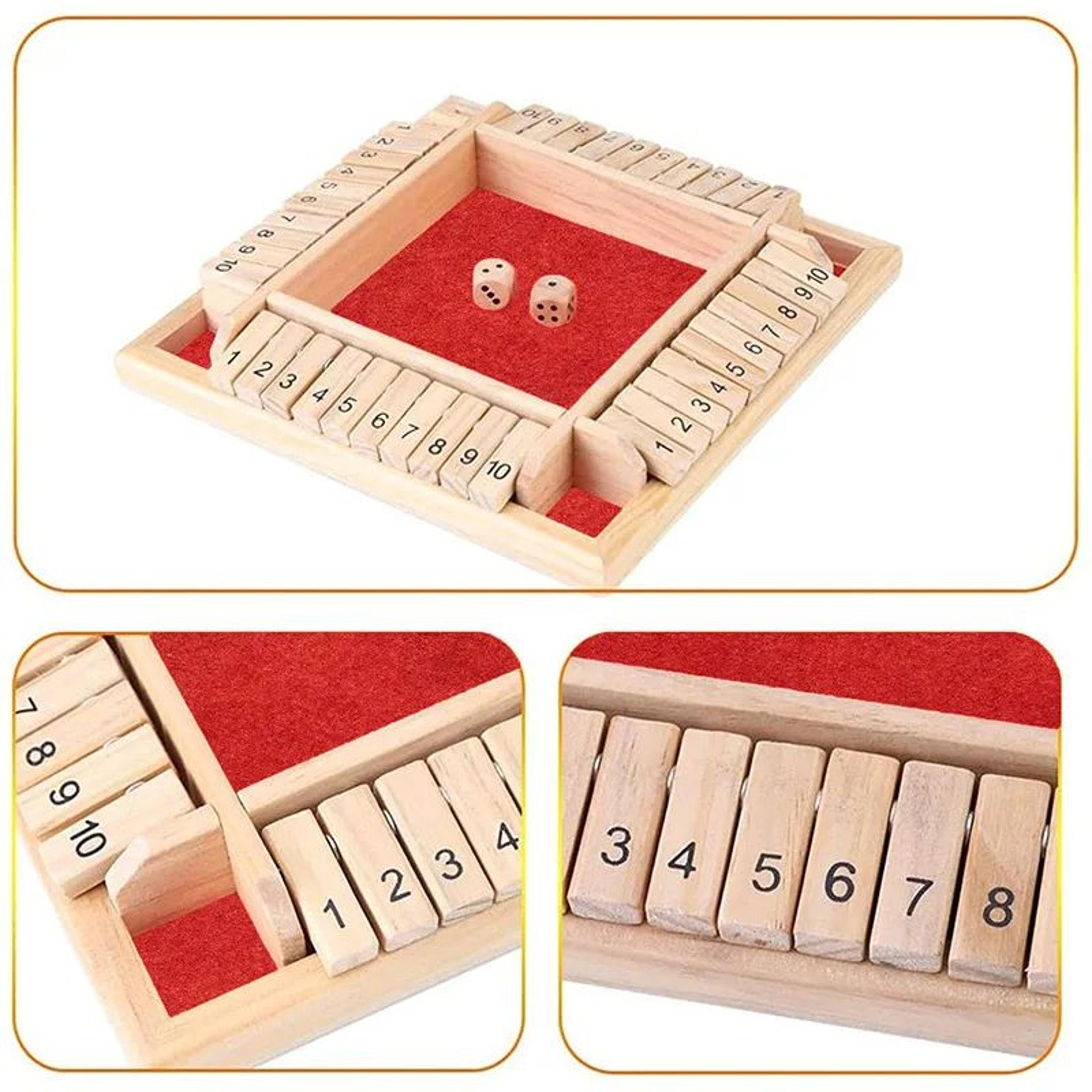 Deluxe Wooden Shut The Box Dice Game  4Sided Shut The Box Board Game For Family  Party Fun 3