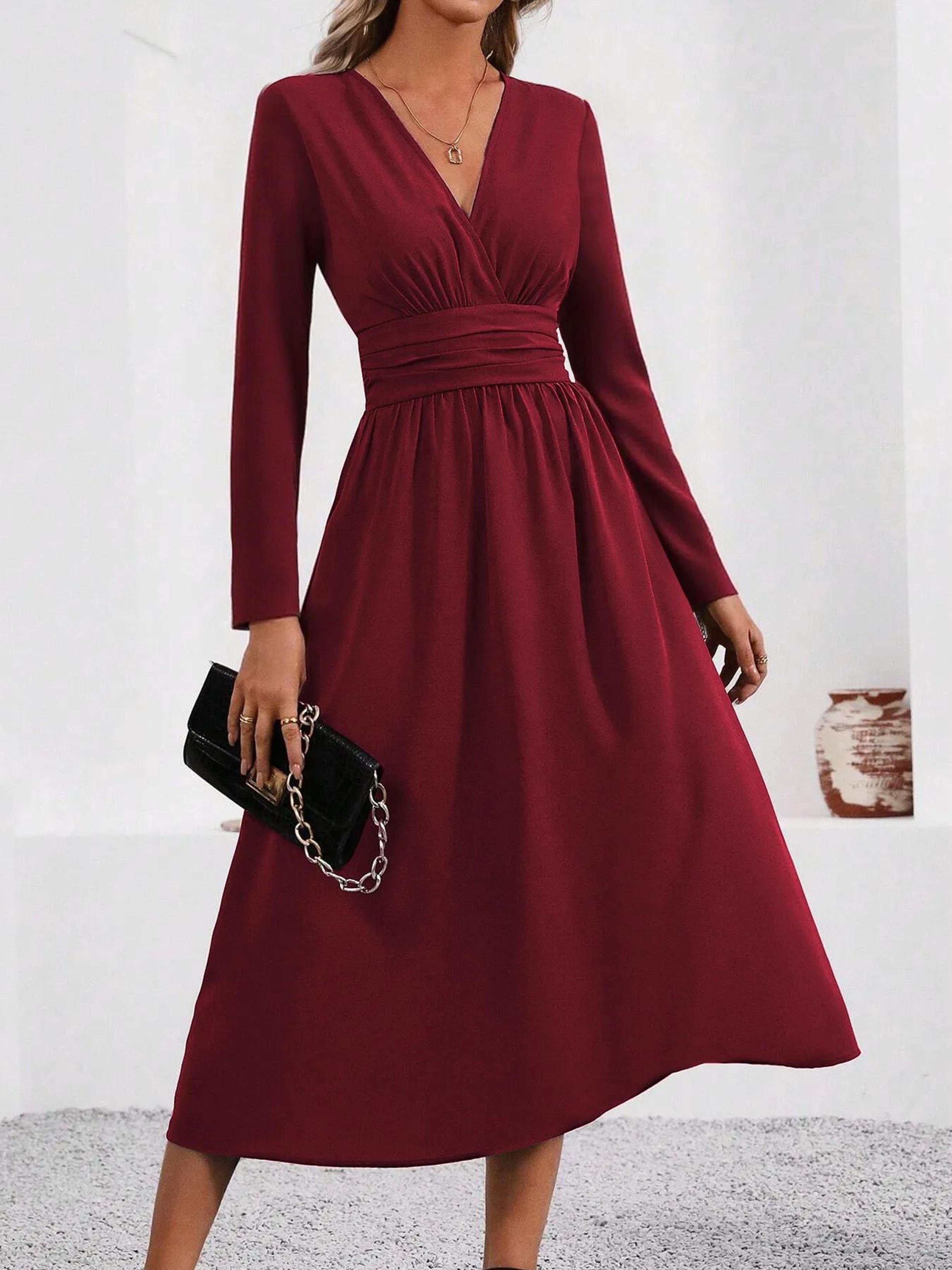Elegant Embrace Overlap VNeck Bodycon Maxi Dress 2