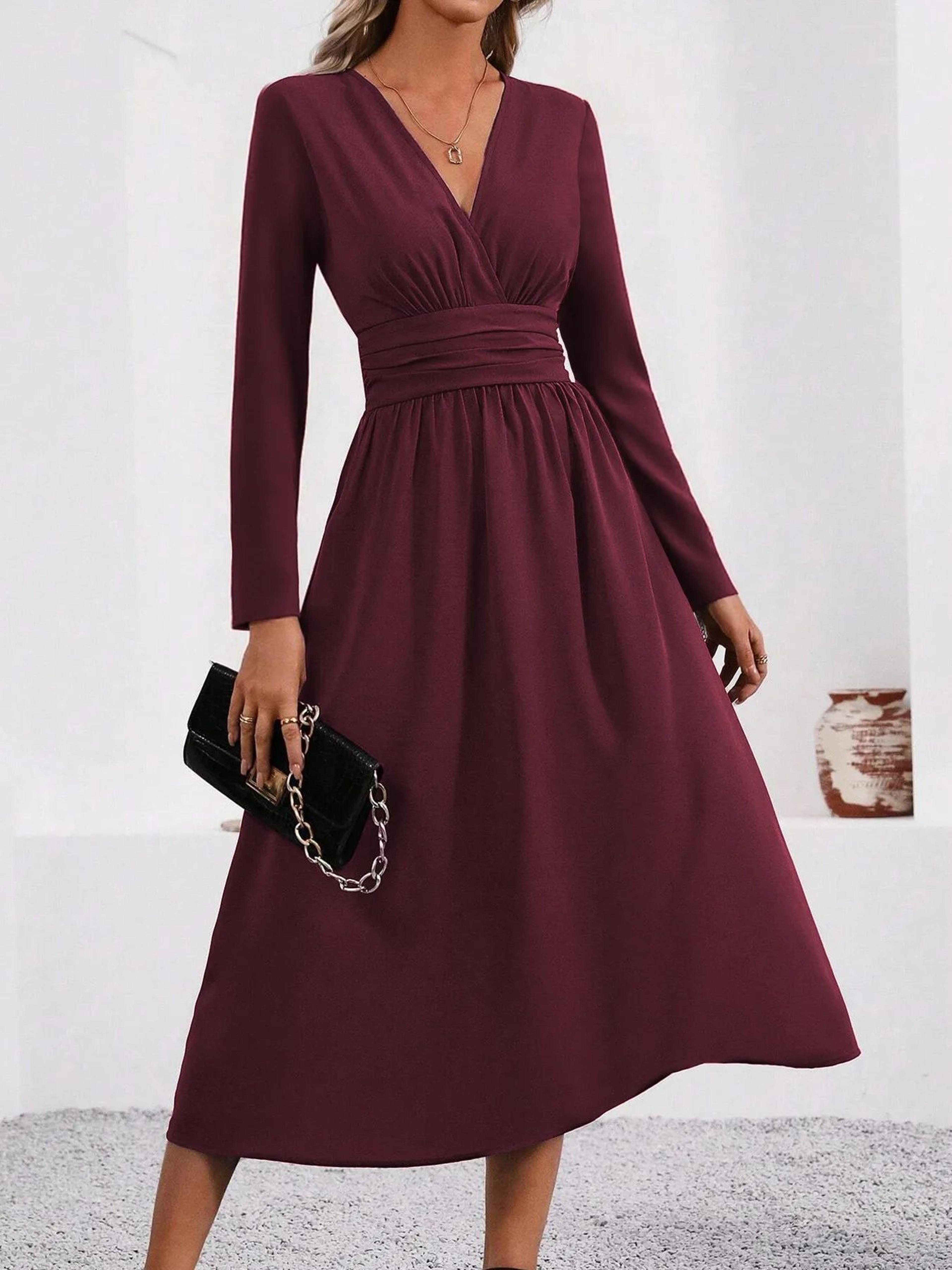Elegant Embrace Overlap VNeck Bodycon Maxi Dress 5