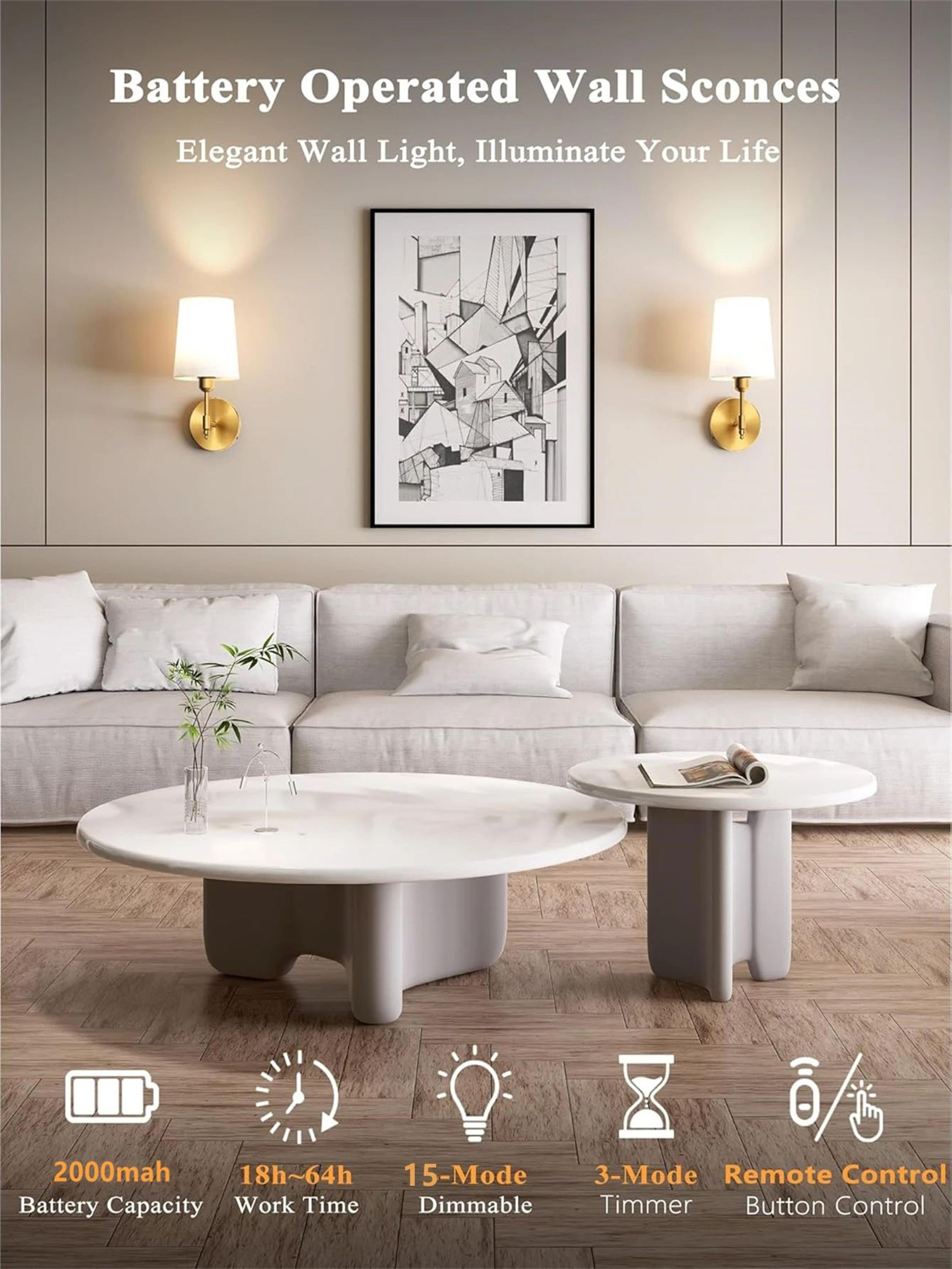 WiringFree Battery Operated Wall Sconce With 4000mAh Rechargeable Detachable Bulb Remote Dimming  1 1