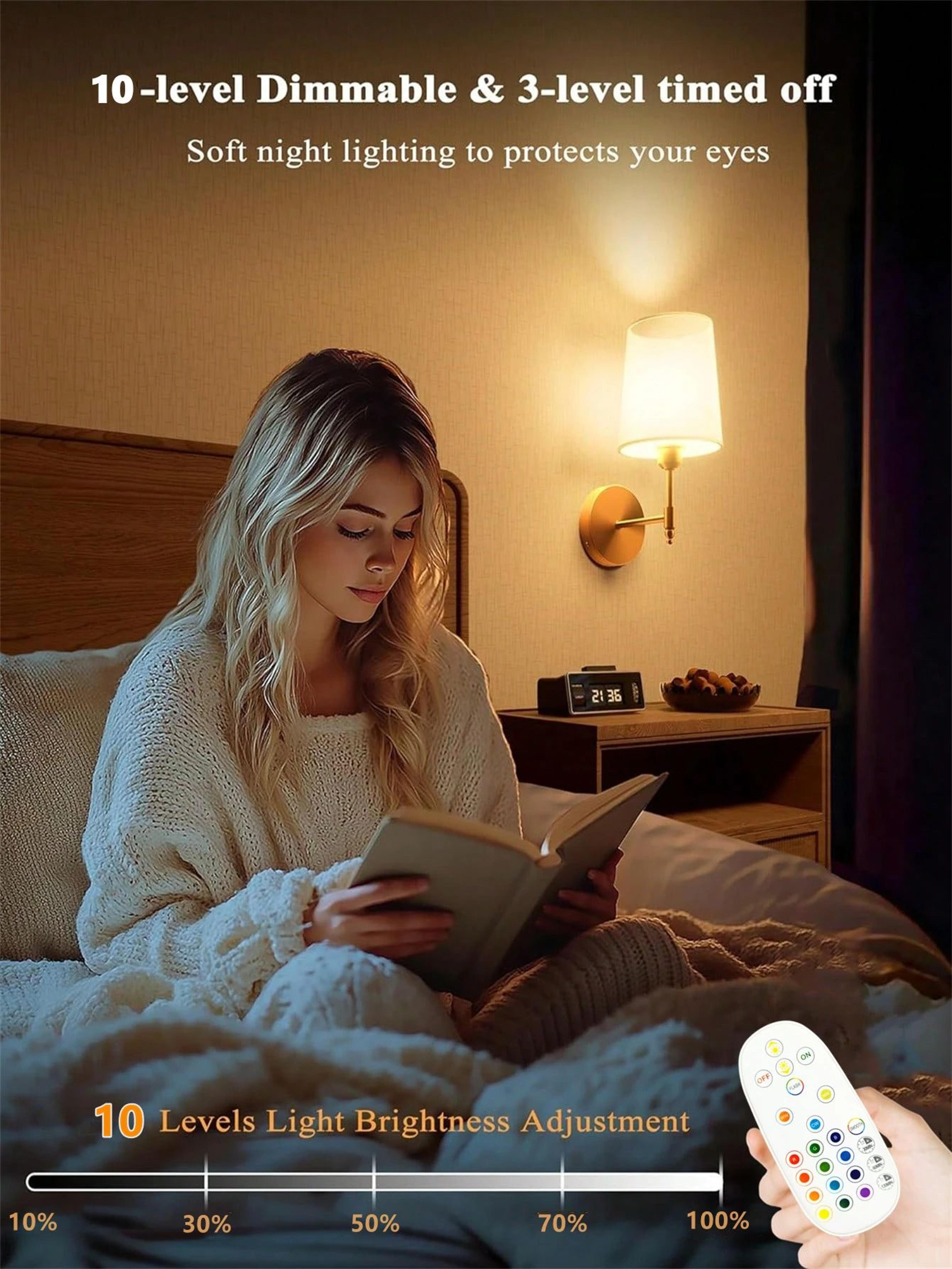 WiringFree Battery Operated Wall Sconce With 4000mAh Rechargeable Detachable Bulb Remote Dimming  1 2