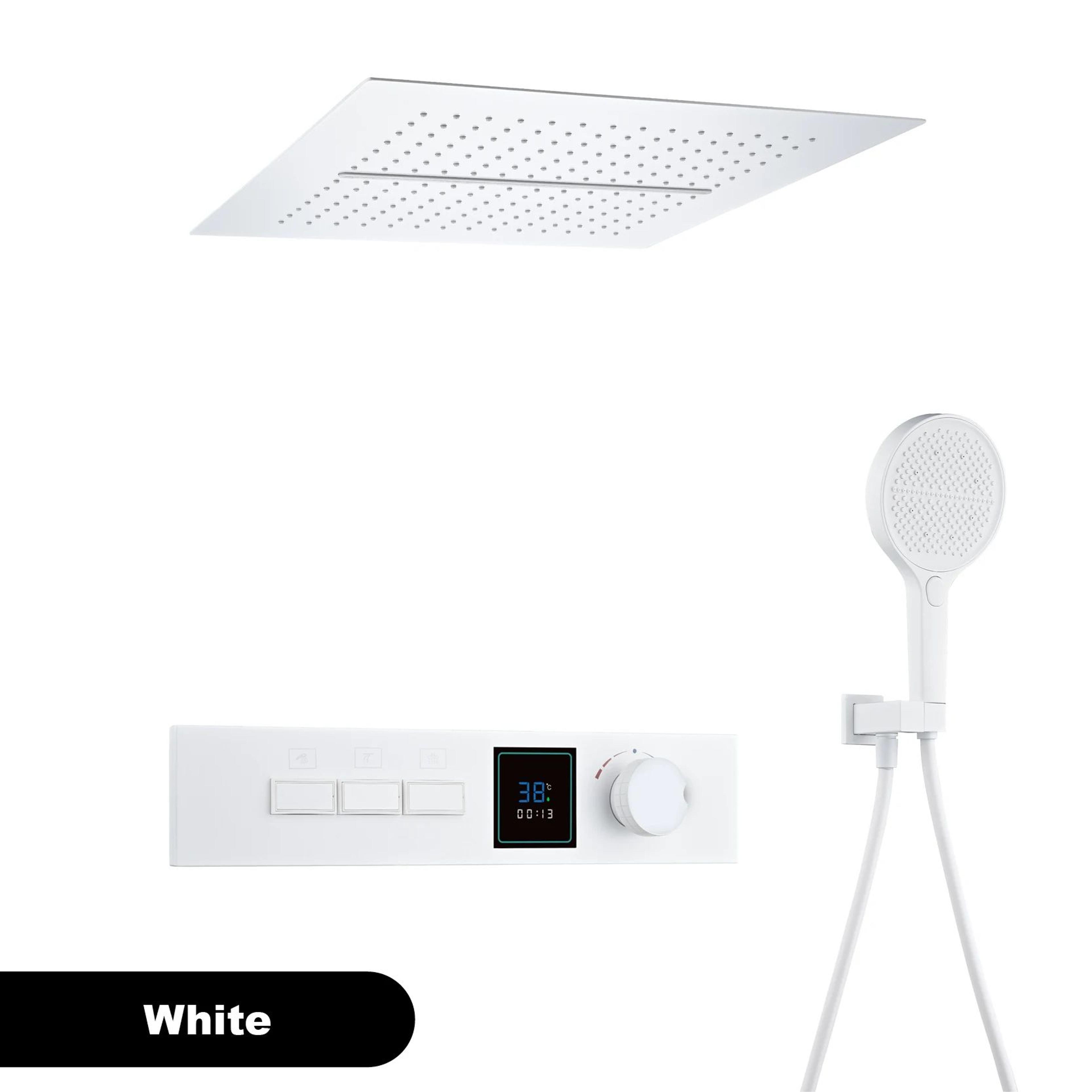 Gunmetal Brass Ceiling Shower System With LED Temperature Display DualMode Rainfall  Waterfall 8
